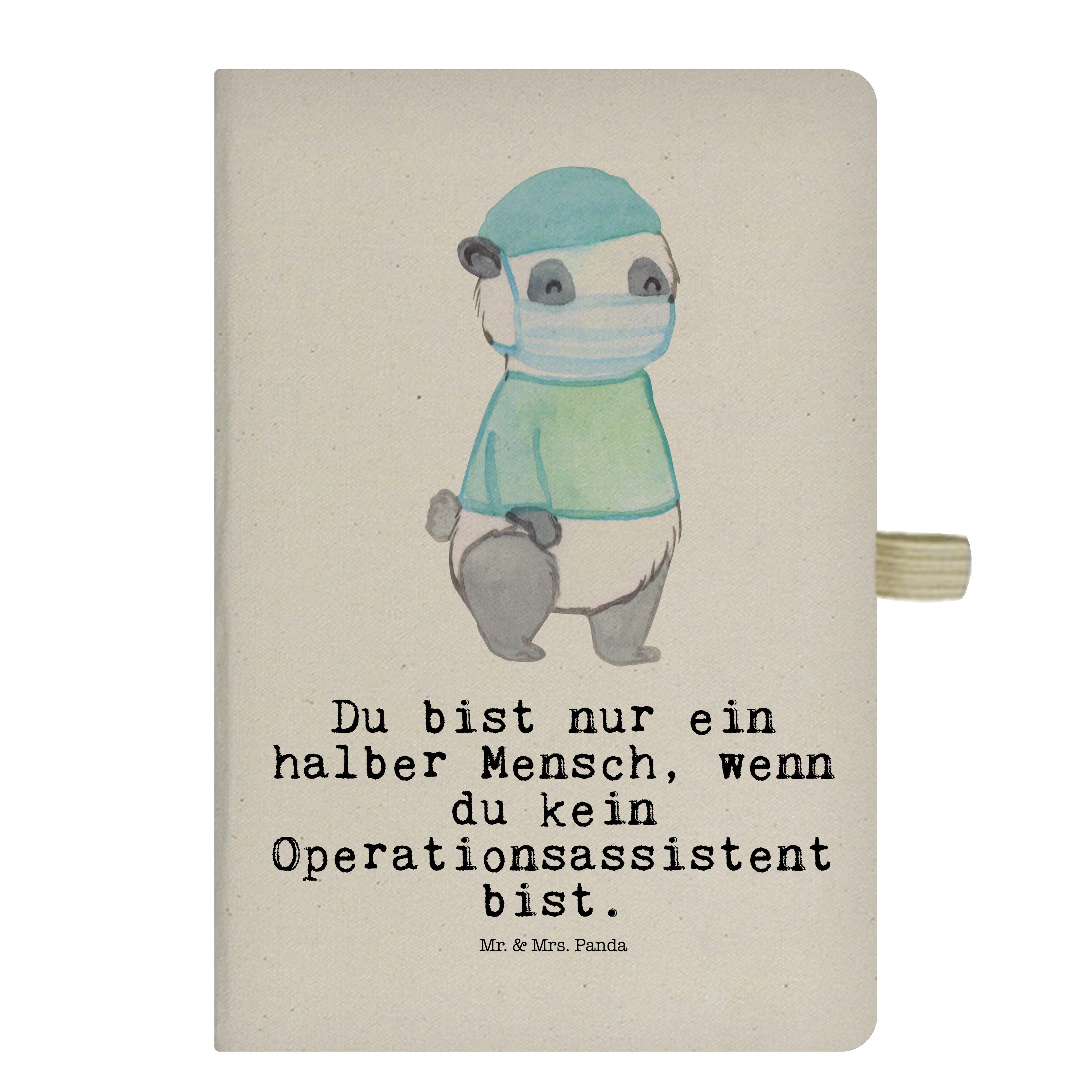 Mr. & Mrs. Operationsassistent & Transparent Schenken, Geschenk, Mr. - Panda Notizbuch Herz Panda mit Mrs. Koll 
