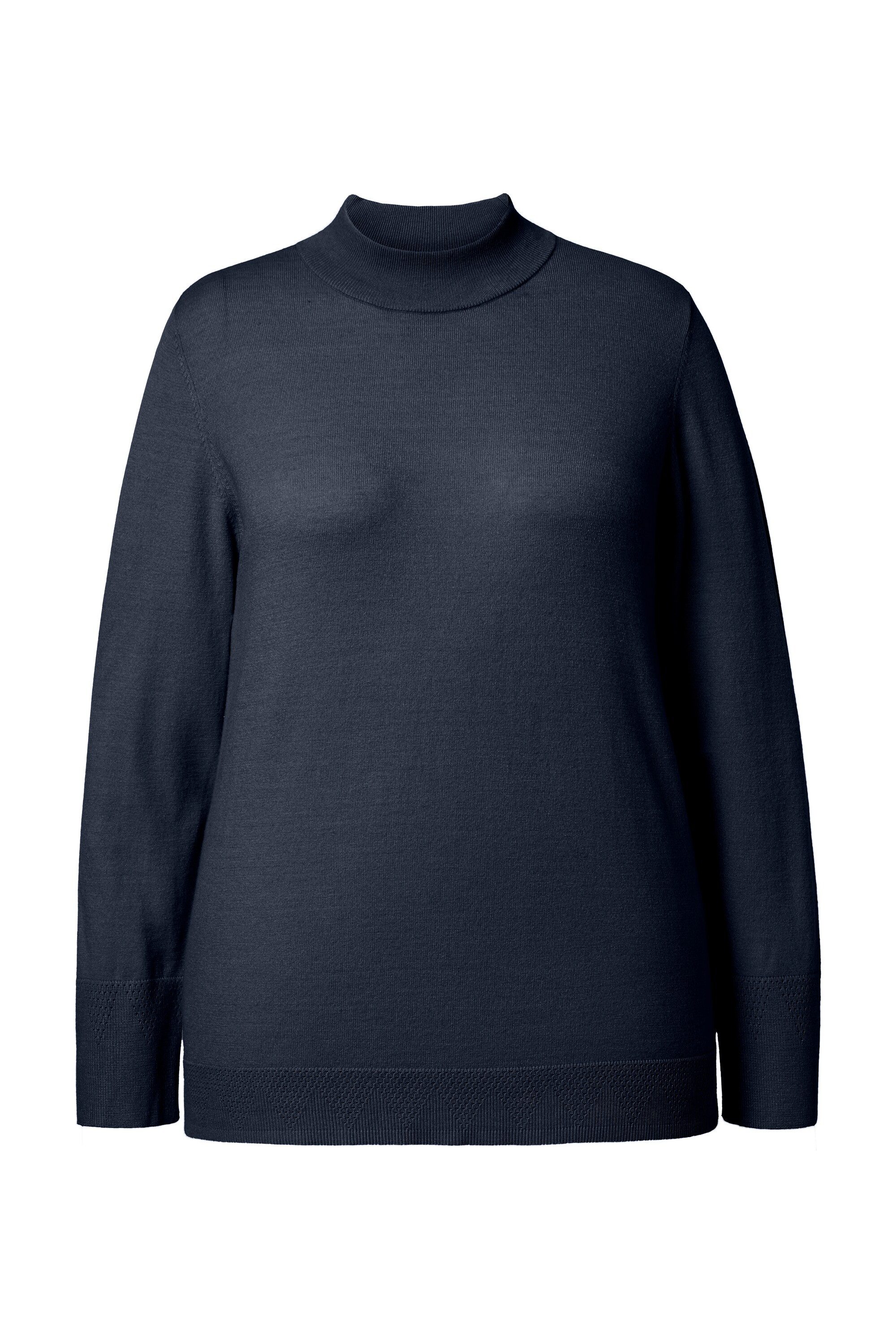 Ulla Popken Strickpullover Pullover Stehkragen Langarm Rippbündchen günstig online kaufen