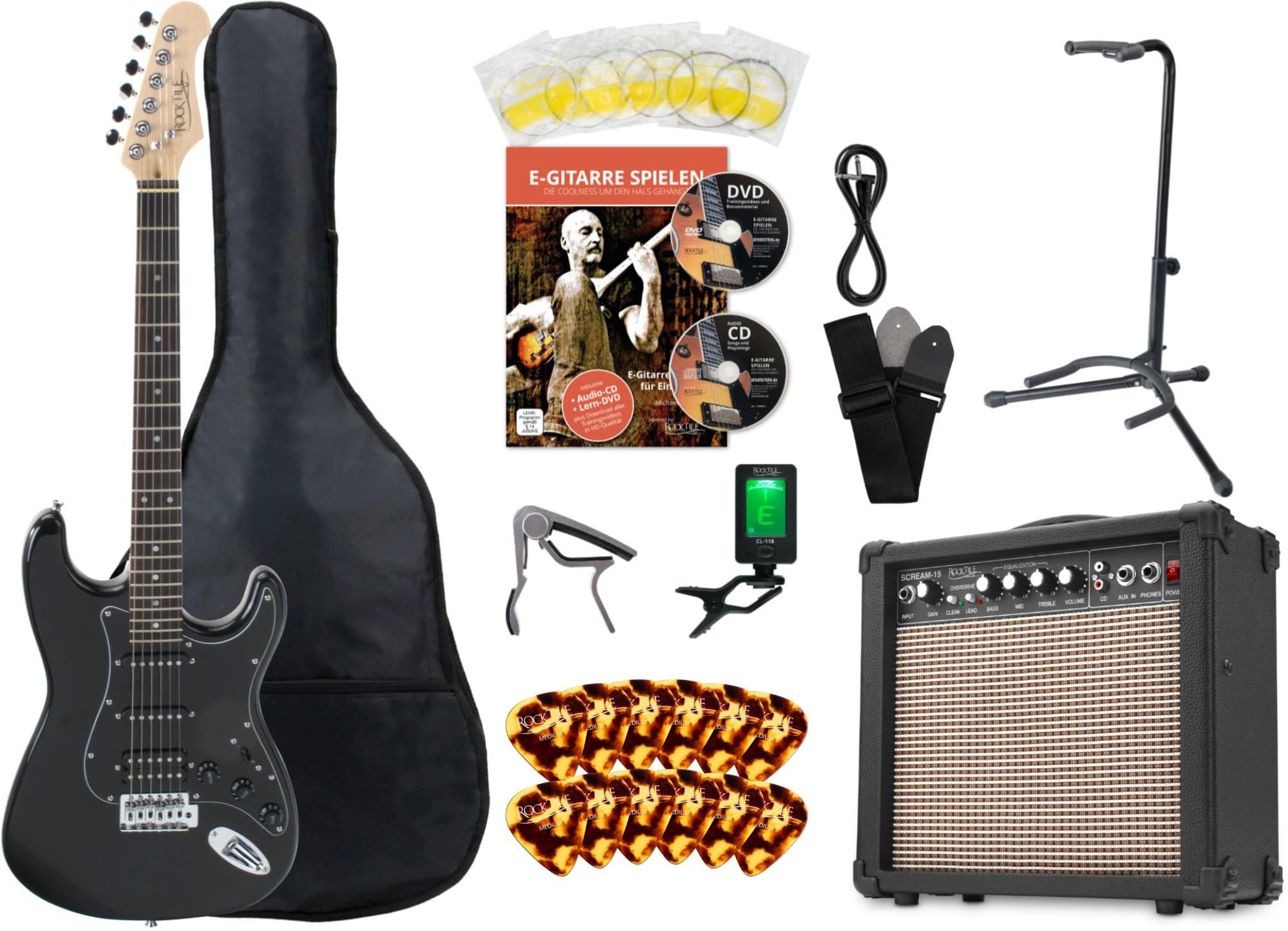 E-Gitarre Pro ST60-BK All Black Super Kit