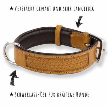 Monkimau Hunde-Halsband Hundehalsband aus Leder mit Flechtprägung, Leder