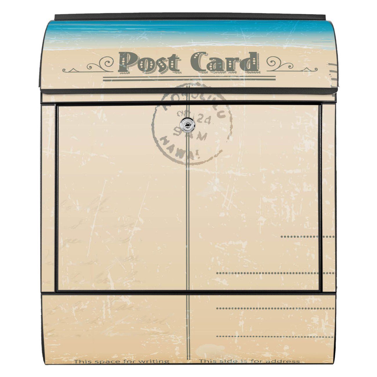 Wandbriefkasten 39 x banjado pulverbeschichtet, Stahl Postkarte x (Wandbriefkasten witterungsbeständig, mit 47 Zeitungsfach), 14cm schwarz