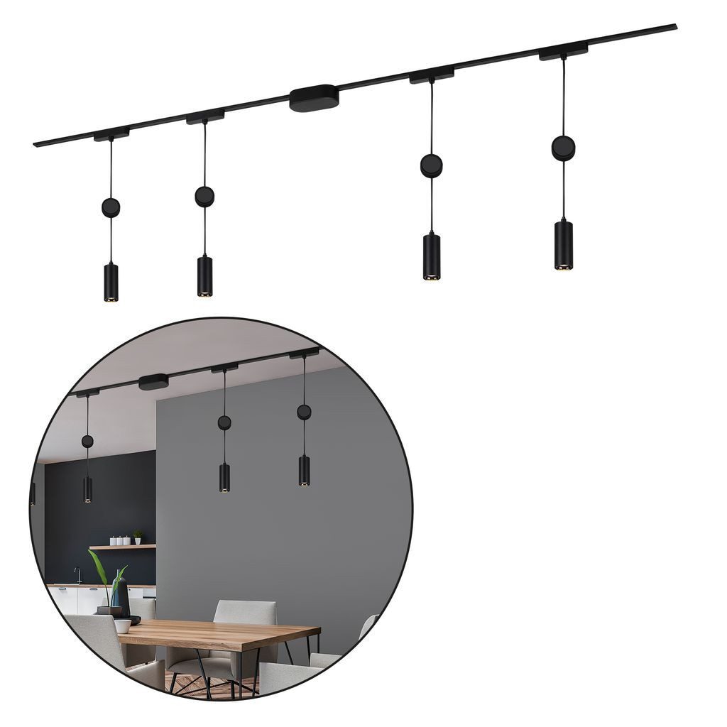 Briloner Leuchten LED Pendelleuchte 8041045B, LED fest integriert, 2700K - Extra-Warmweiß, Schienensystem Luxtrail 2 m Schwarz 5W Decke Wohnzimmer Büro Küche