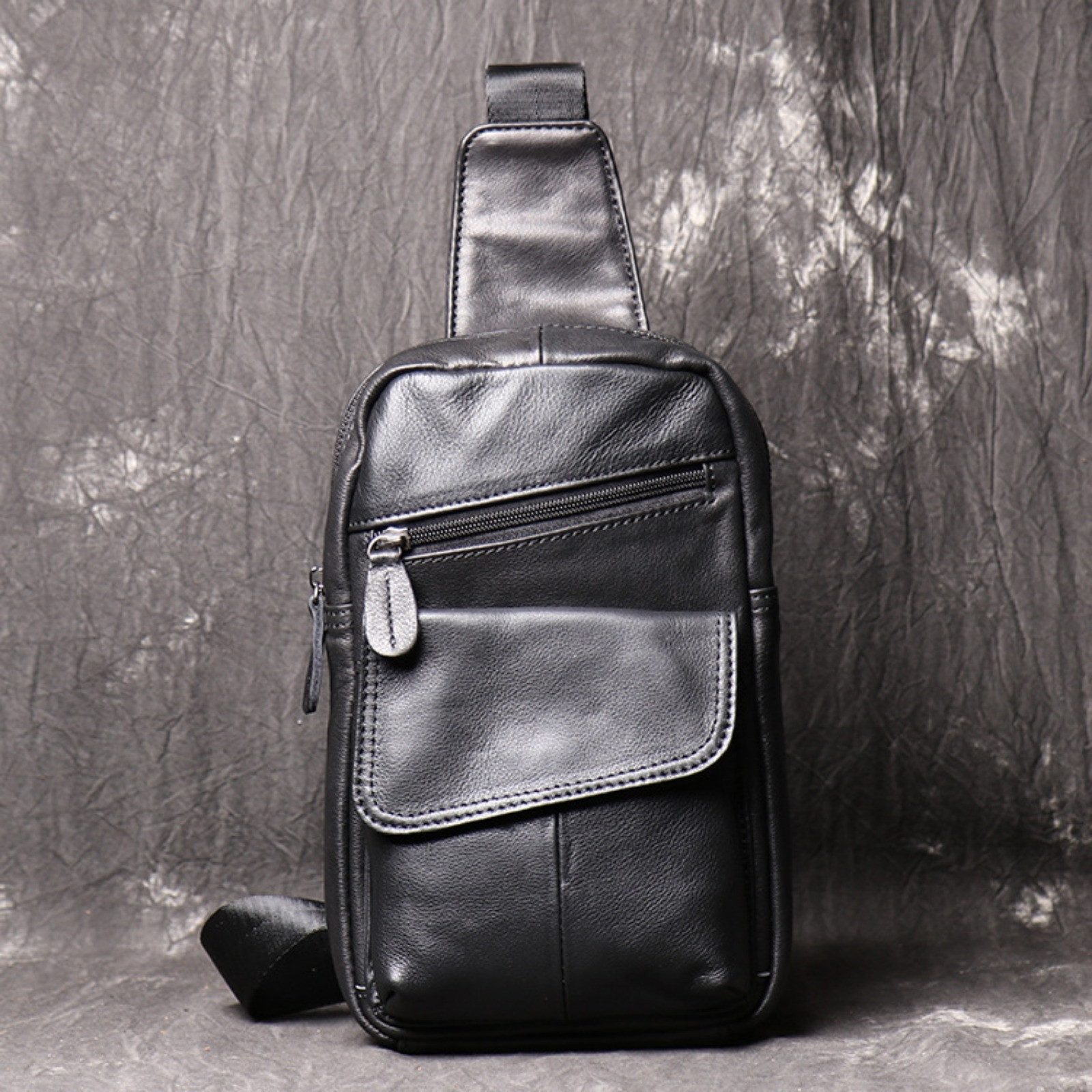 Messenger Bag Herren Leder Sling Bag Crossbody Brusttasche Schultertasche