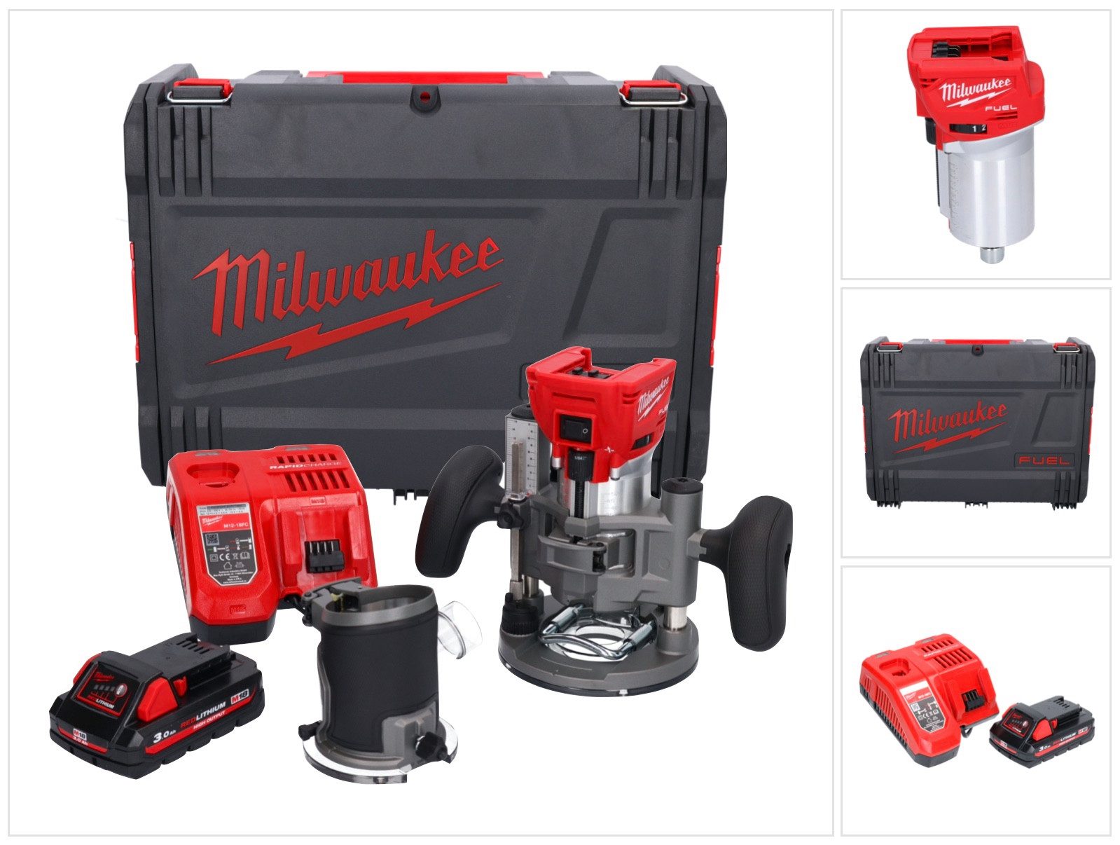Milwaukee Oberfräse M18 FTR-301X Akku Fräse 18 V Brushless + 1x Akku 3,0 Ah + Ladegerät +