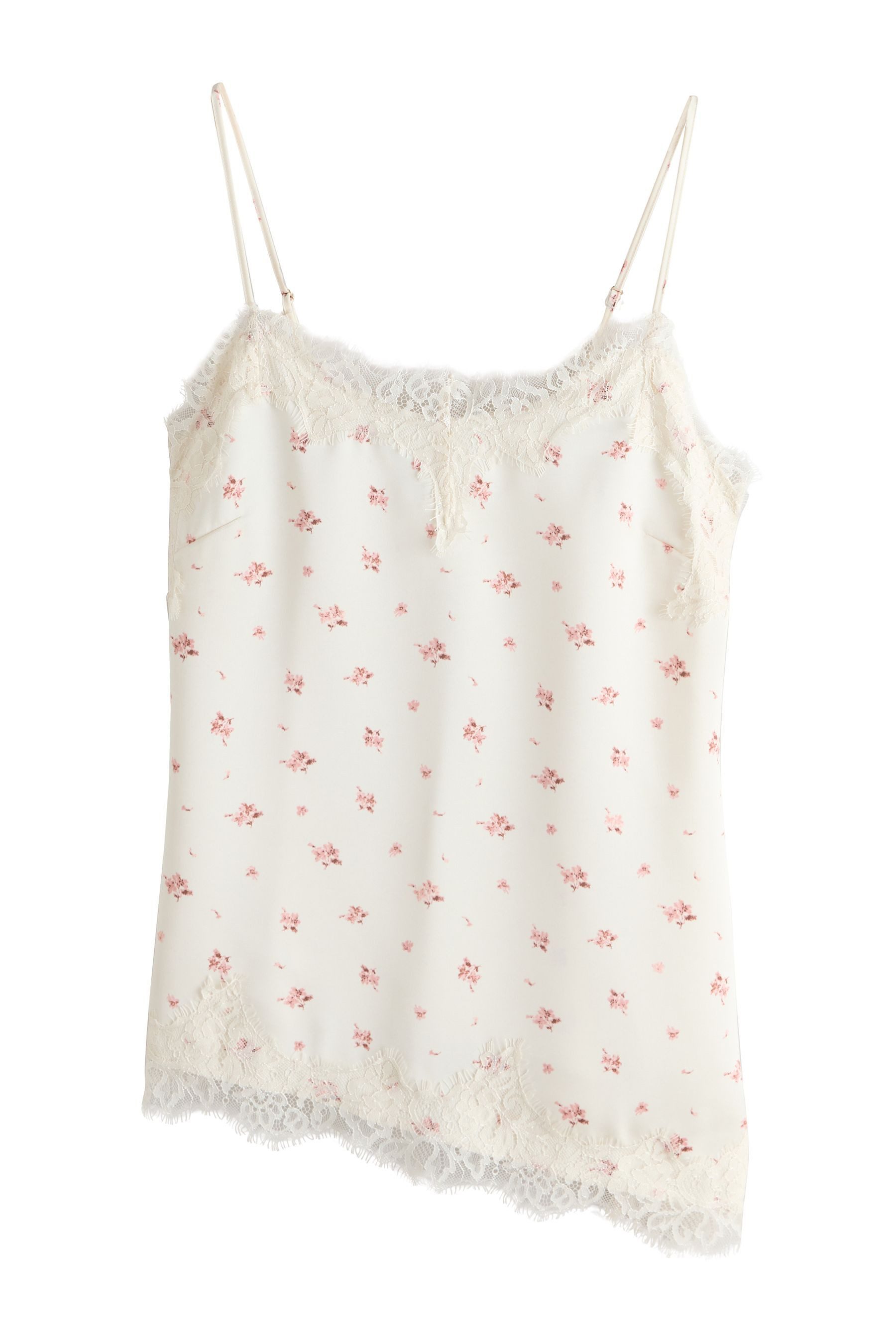 Next Trägertop Cami-Trägertop mit Spitze und asymmetrischem Saum (1-tlg)