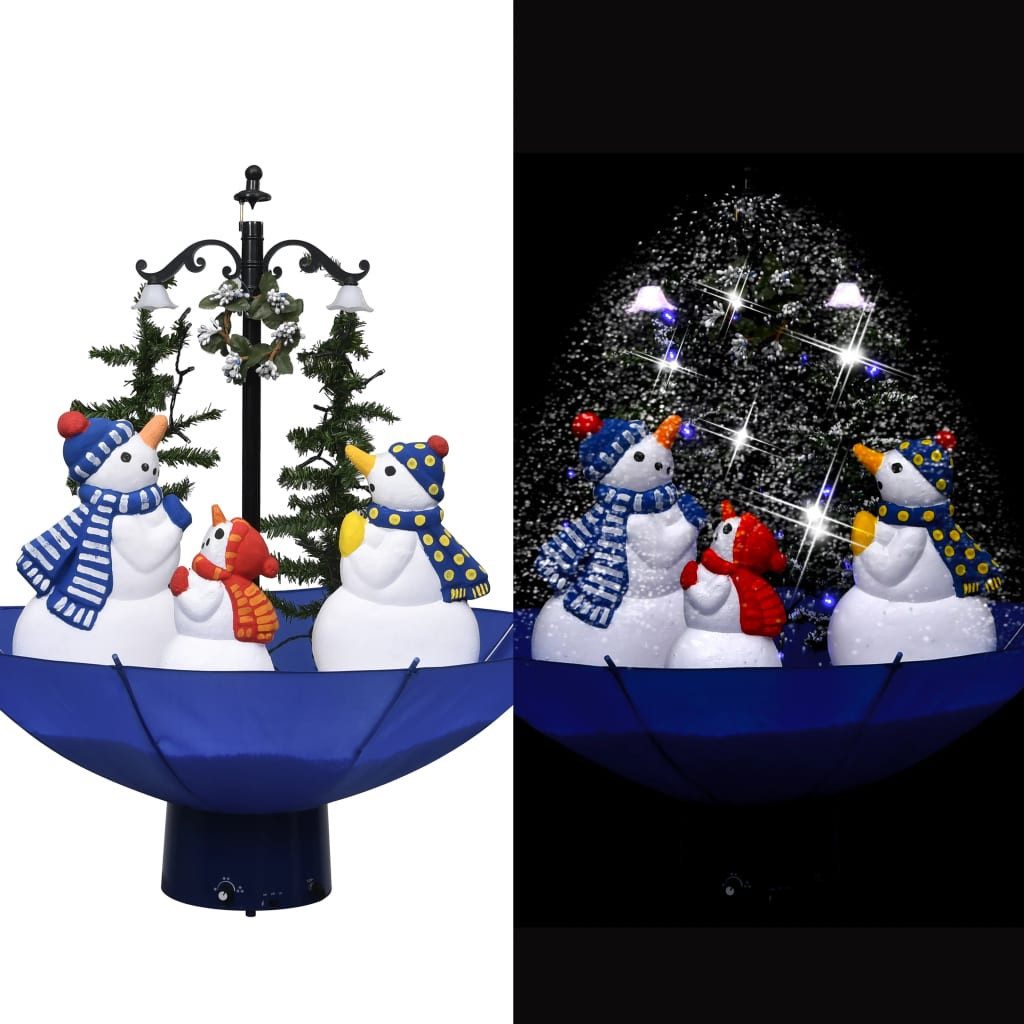vidaXL Künstlicher Weihnachtsbaum, Weihnachtsbaum mit Schnee und Schirm-Fuß Blau 75 cm PVC