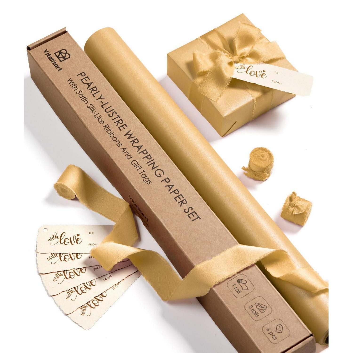 LuxusKollektion Geschenkpapier Geschenkpapier Set Golden 43cm x 5m, (1St)