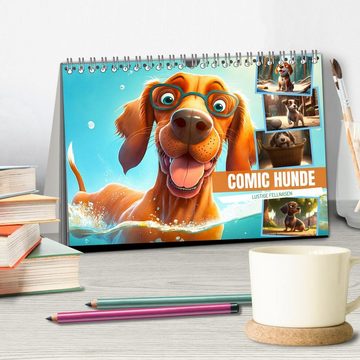 CALVENDO Wandkalender Comic Hunde (Tischkalender 2025 DIN A5 quer), CALVENDO Monatskalender