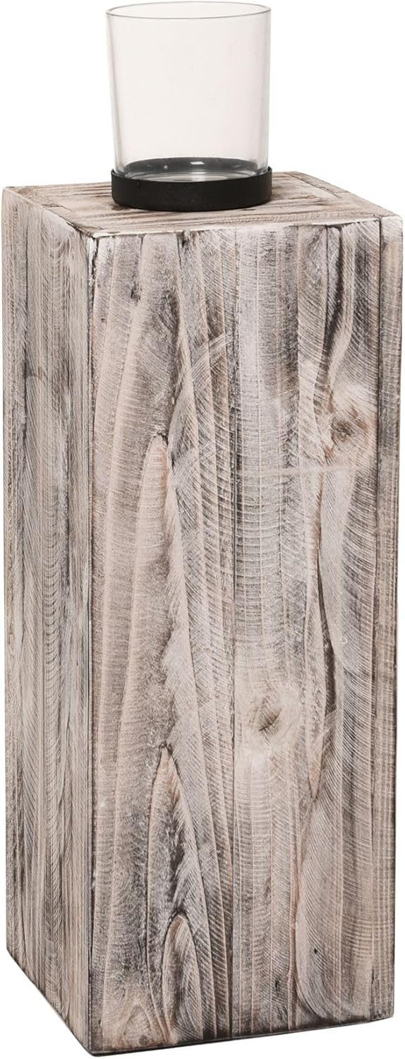 VIVANNO Bodenwindlicht Holz LUMIRA Säule - Weiß Antik (1 St), 16x16x60 cm günstig online kaufen