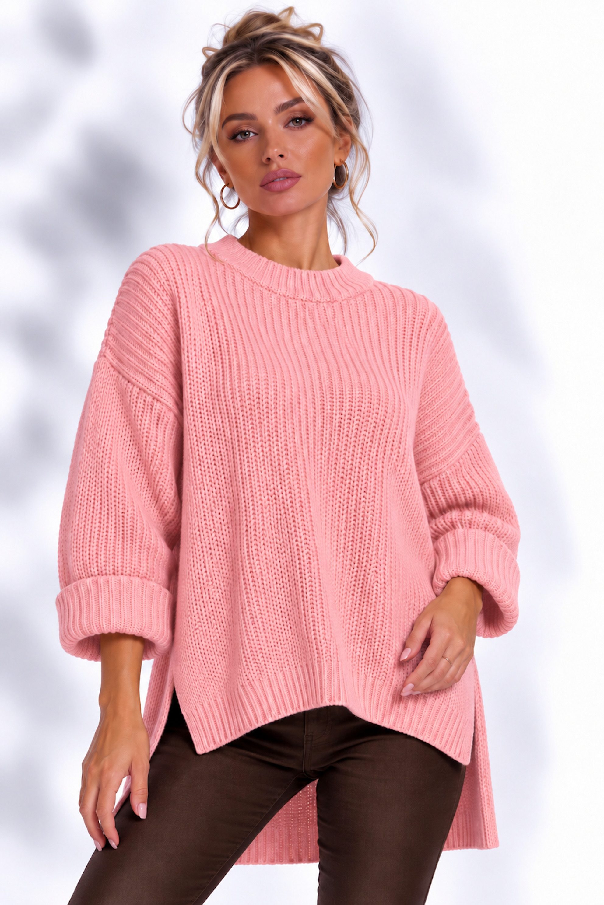 Worldclassca Longpullover WORLDCLASSCA Damen Oversize Strickpulllover Lang Pulli Neue Kollektion - Stilvolle und gemütliche Strickmode für Damen