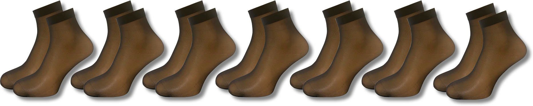 Janastyle Feinsöckchen Silk-Feeling Söckchen (7-Paar) Universalgröße, angenehmes Tragegefühl, 20 DEN, druckfreier Bund