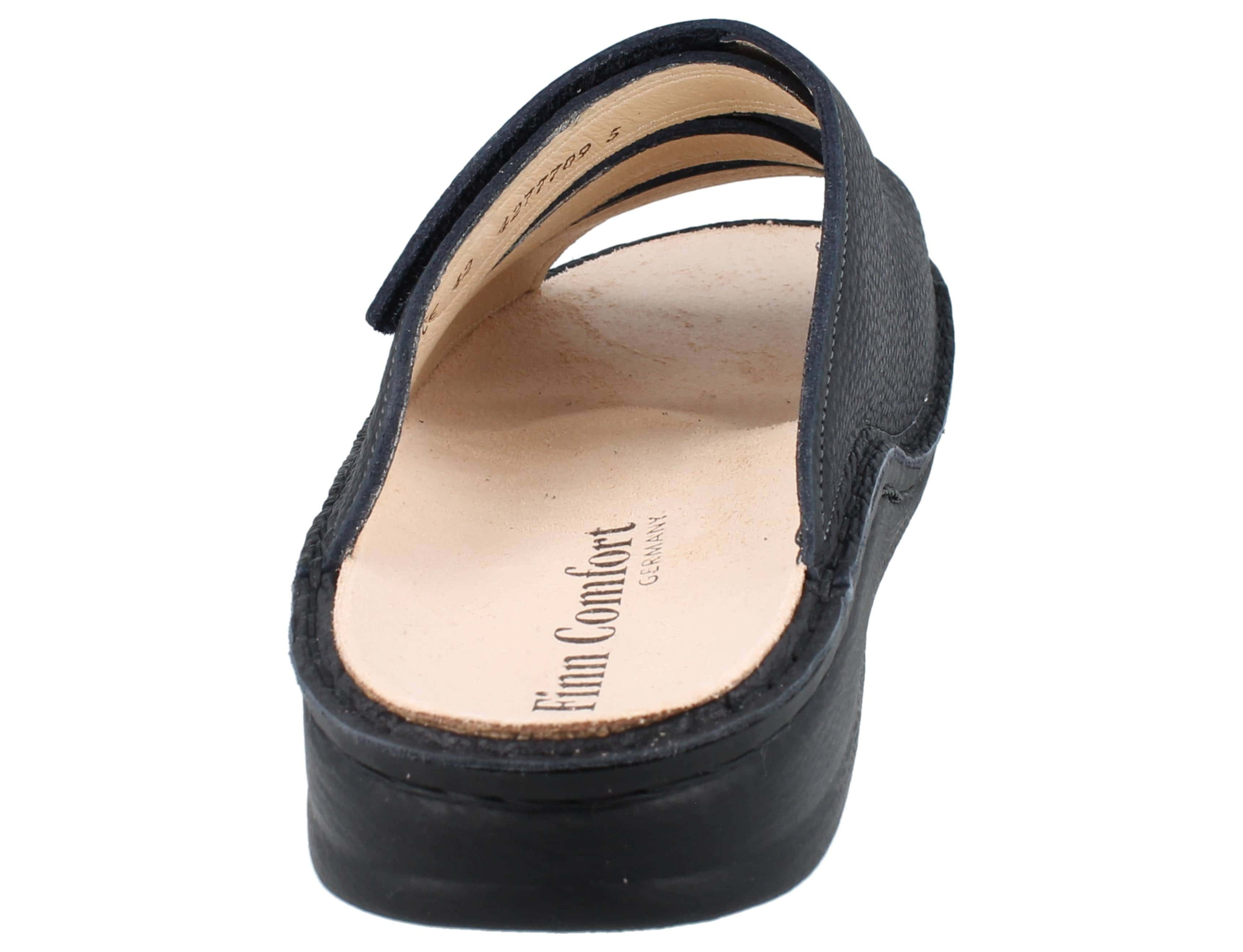 Finn Comfort FINN COMFORT Korfu Herren Pantolette dunkelblau navy Glattleder - Hausschuh Wechselfußbett