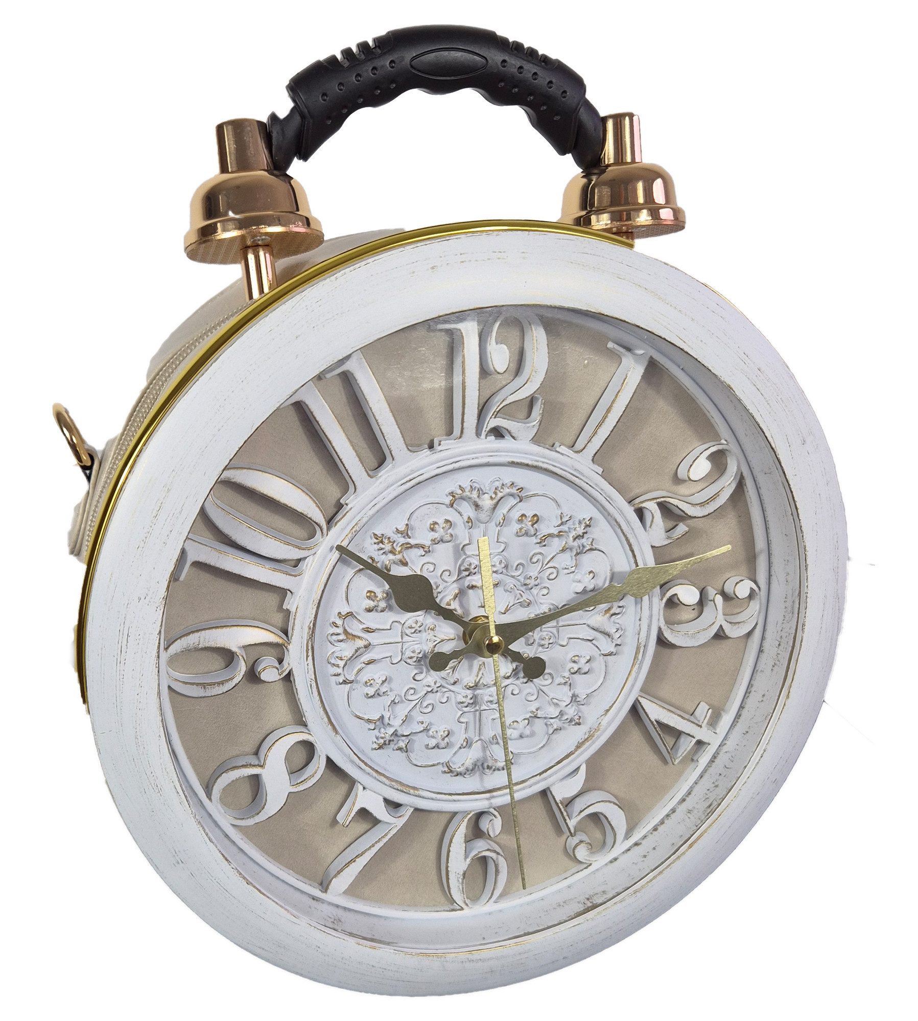 Einkaufszauber Handtasche Designer Handtasche mit echter Uhr Beige, Echte Uhr auf der Vorderseite