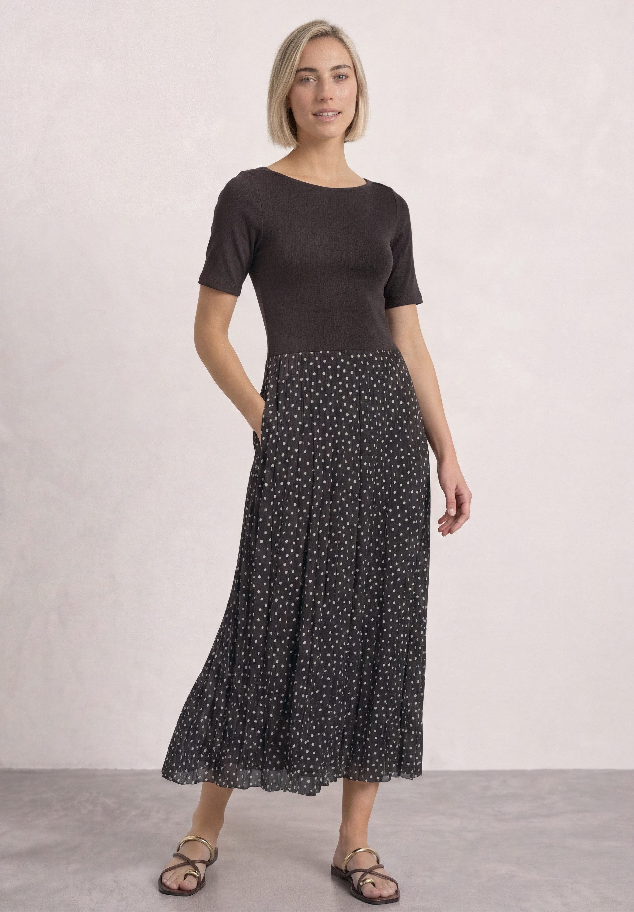 STREET ONE Midikleid mit plissiertem Rockteil
