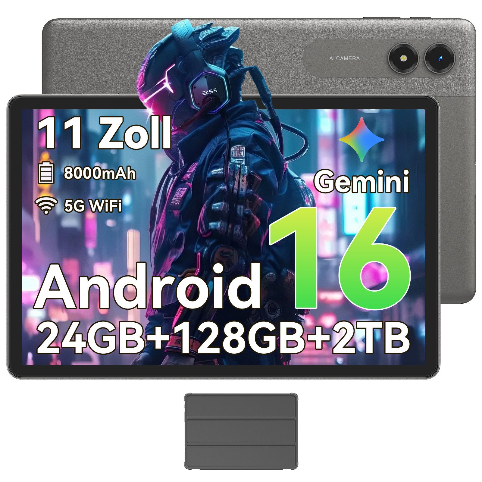 VekfulPC Tab50 11" Android 16 128 GB 8000 mAh Akku 5G WiFi (11", 128 GB, Android 16, Android 16, Gemini Al Magic, 8000 mAh, 5G WiFi)