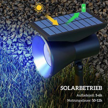 Outsunny LED Solarleuchte Solarlampen, 2 Stück Solarleuchten mit LED-Beleuchtung, Wasserdicht, LED fest integriert, Farbwechsler, für Garten, Balkon, Terrasse, Schwarz