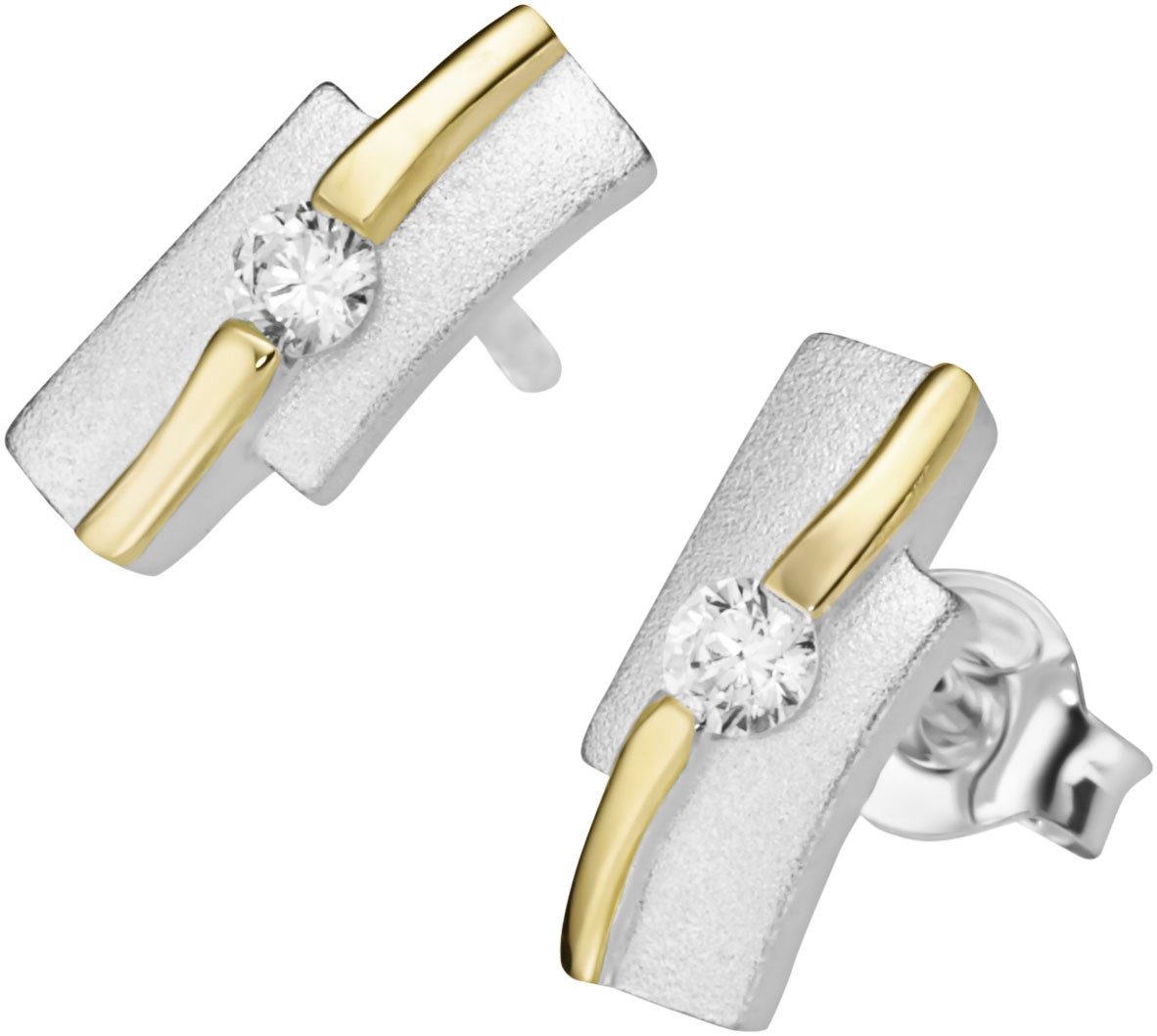 Firetti Paar Ohrstecker Schmuck Geschenk Silber 925 Ohrschmuck Ohrringe bicolor, mit Zirkonia (synth)