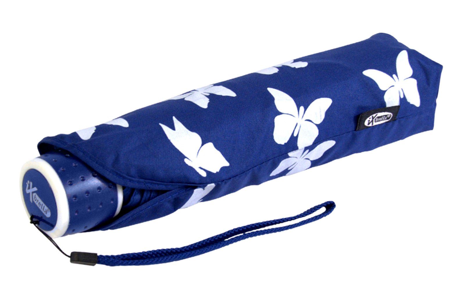 iX-brella Taschenregenschirm iX-brella bei Nässe Farbänderung Wet Kinderschirm mit Motiv, - Schmetterlinge Print Mini