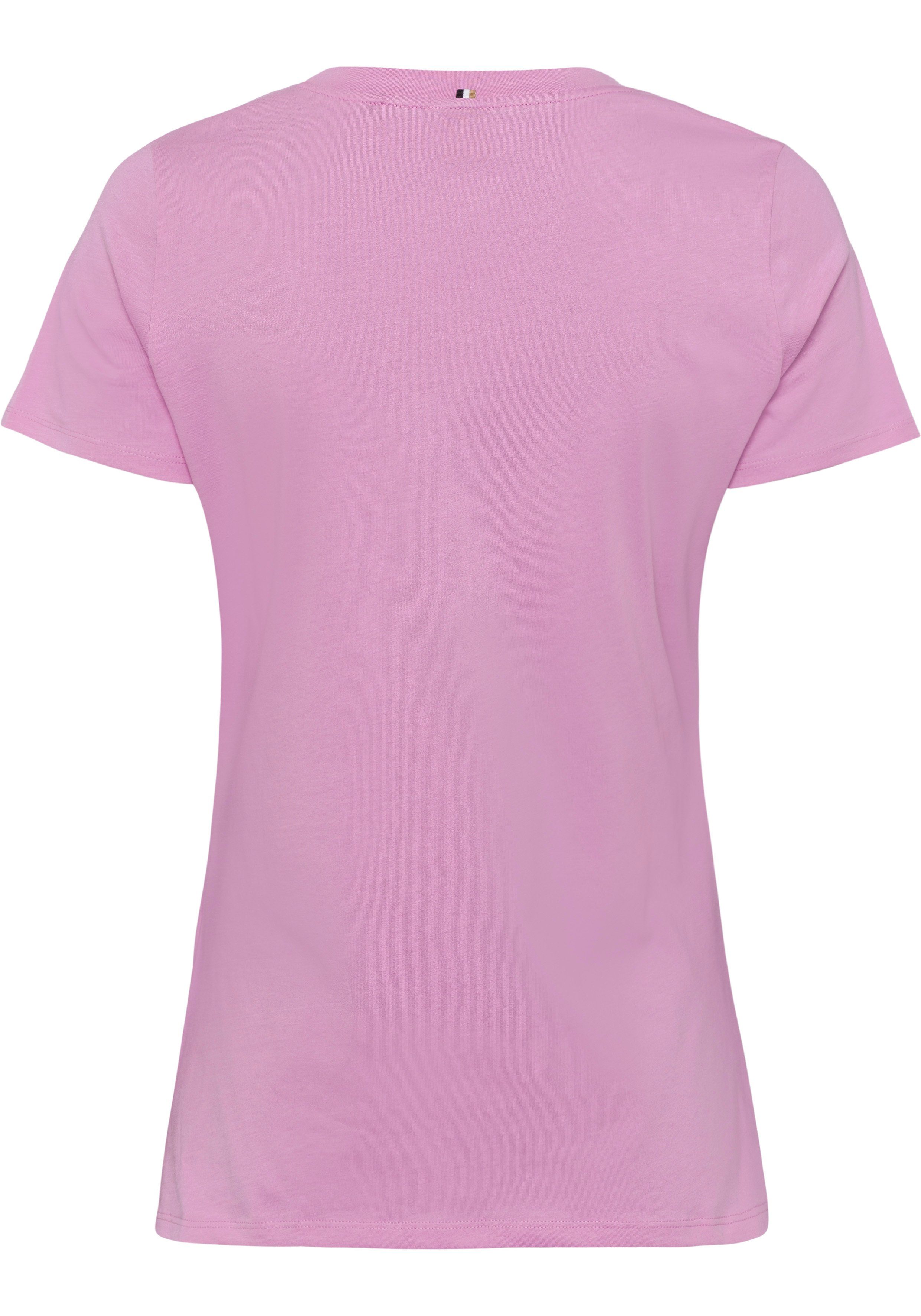 BOSS ORANGE mit BOSS C_Elogo_5 (1-tlg) der T-Shirt Brust Open Pink Logoschriftzug auf