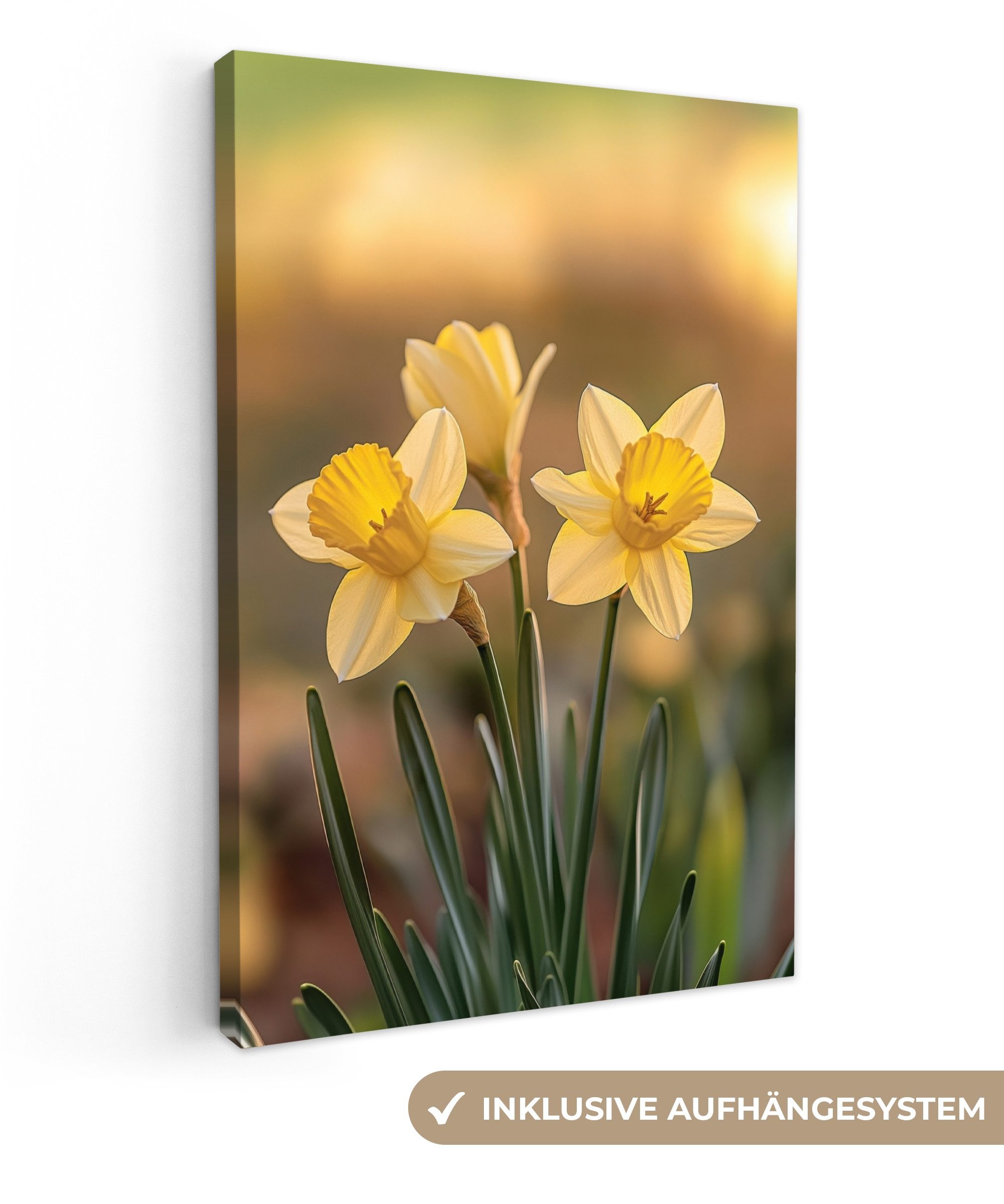 OneMillionCanvasses® Leinwandbild Blumen - Gelb - Unscharf, Fotodruck (1 St), Leinwand Canvas Wandbild, Wanddekoration 20x30 cm