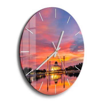 DEQORI Wanduhr 'Moschee im Abendpanorama' (Glas Glasuhr modern Wand Uhr Design Küchenuhr)