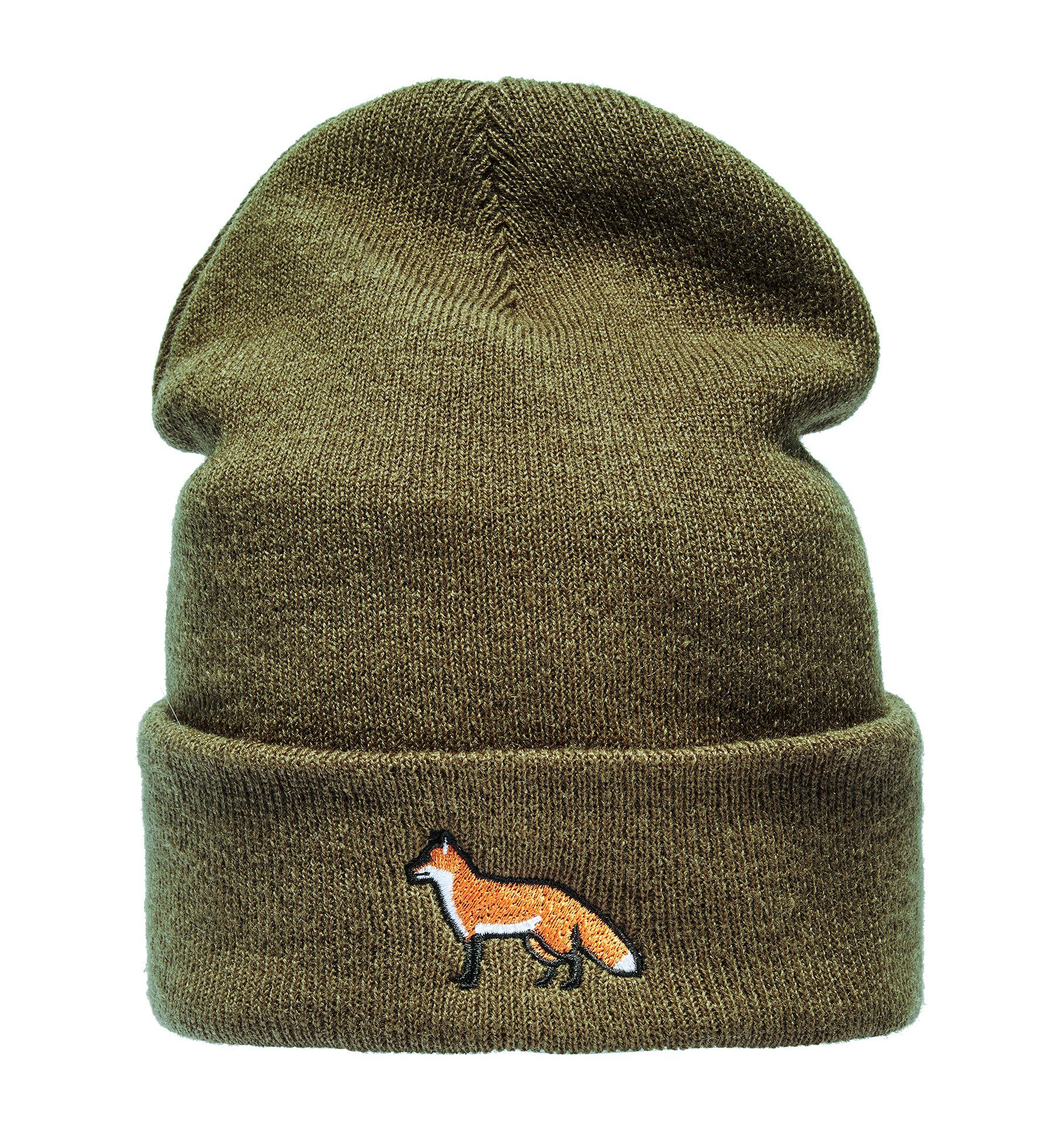 Baddery Beanie Strickmütze: "Fuchs" - Jäger Förster Wald, hochwertiger doppellagiger Strick, Stick-Motiv, One Size