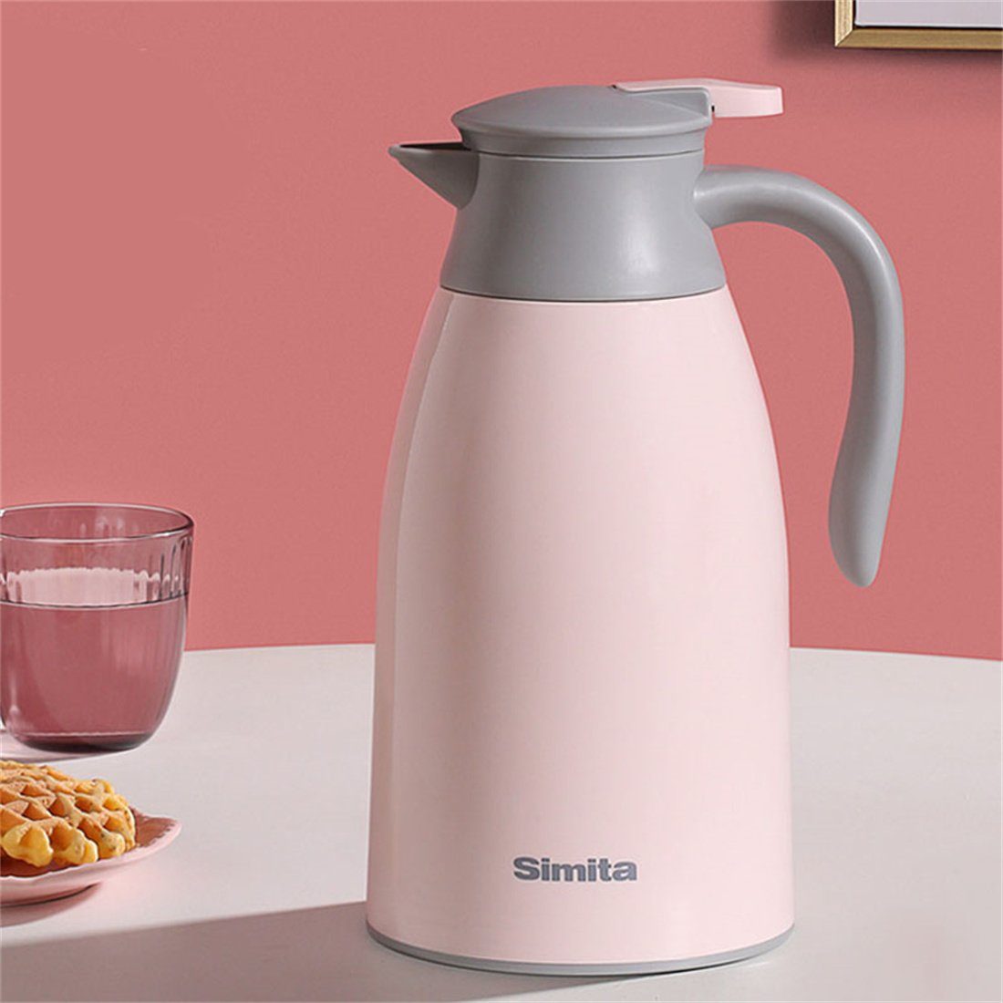 Isolierkessel Hausgebrauch,Heißwasserkocher,Kaffeemaschine1.6L DÖRÖY für Rosa den Isolierkanne