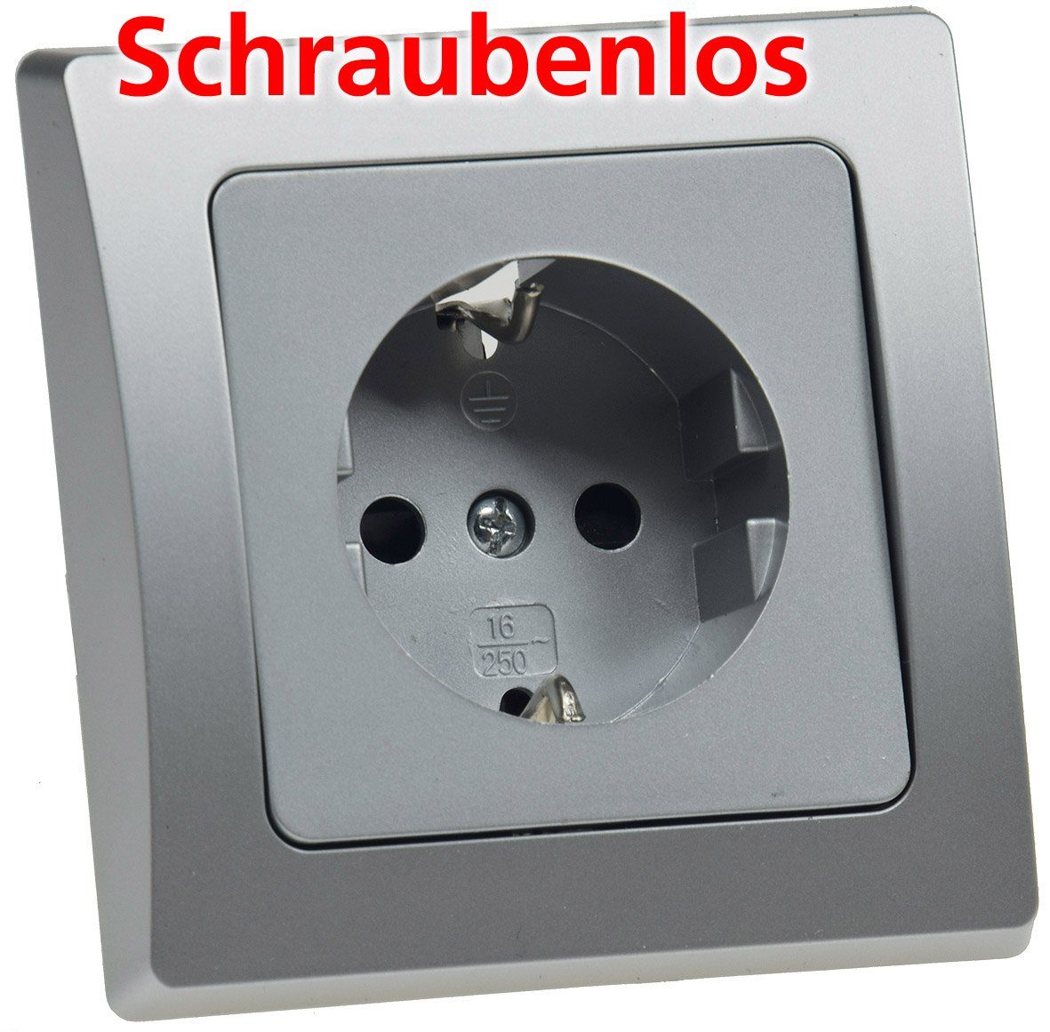 Schalter DELPHI UP Schutzkontakt-Steckdose 250V 16A Rahmen Silber
