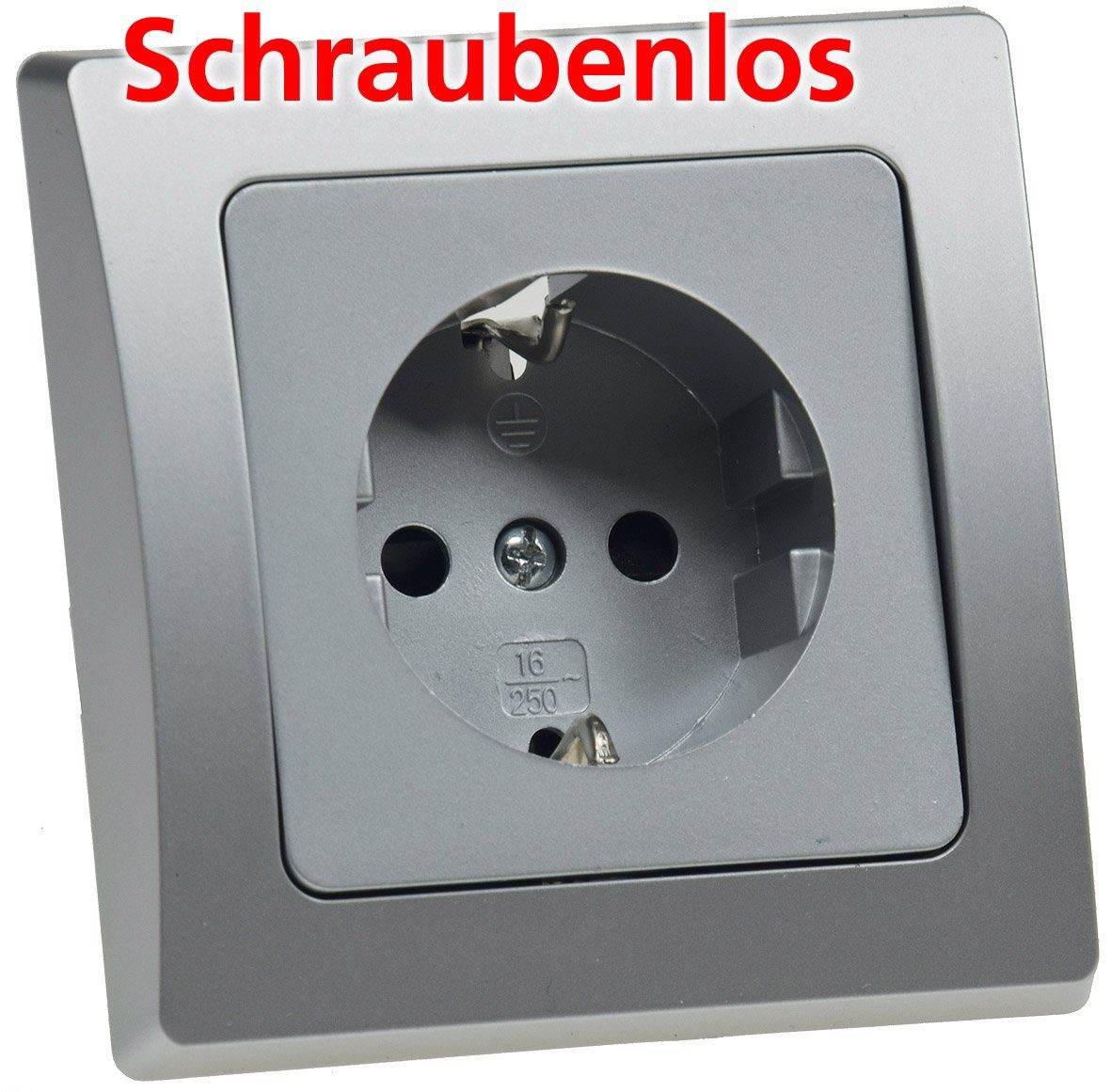 ChiliTec Schalter DELPHI UP 250V Rahmen Schutzkontakt-Steckdose 16A Silber