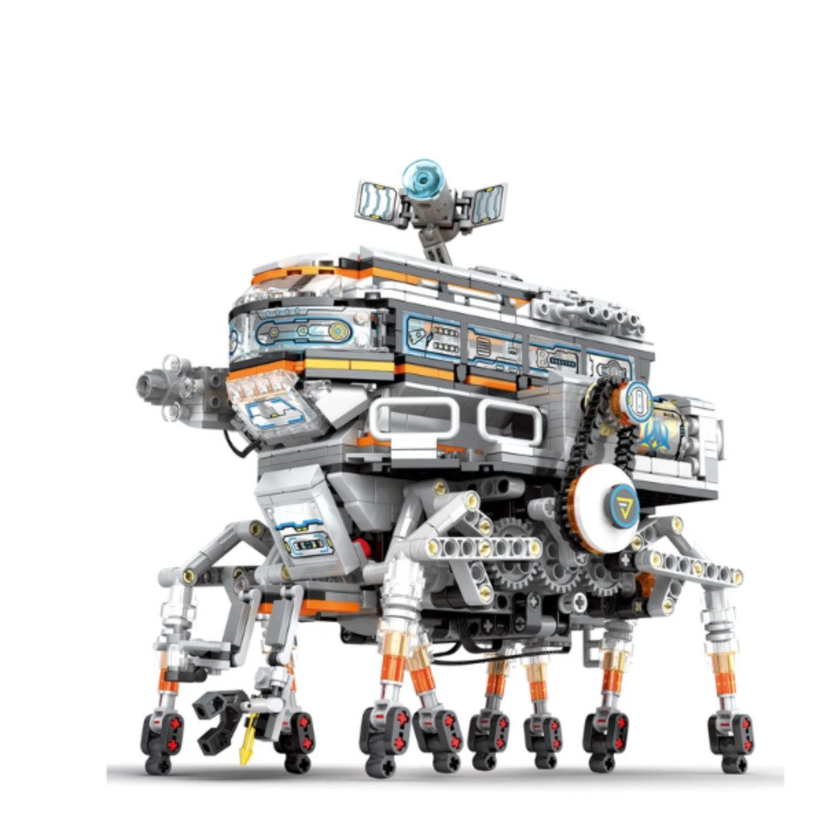 Reobrix 99003 Spielbausteine, (Klemmbaustein Set, 1378 St), Achtbeinige RC Walking Machine mit LED Funktion