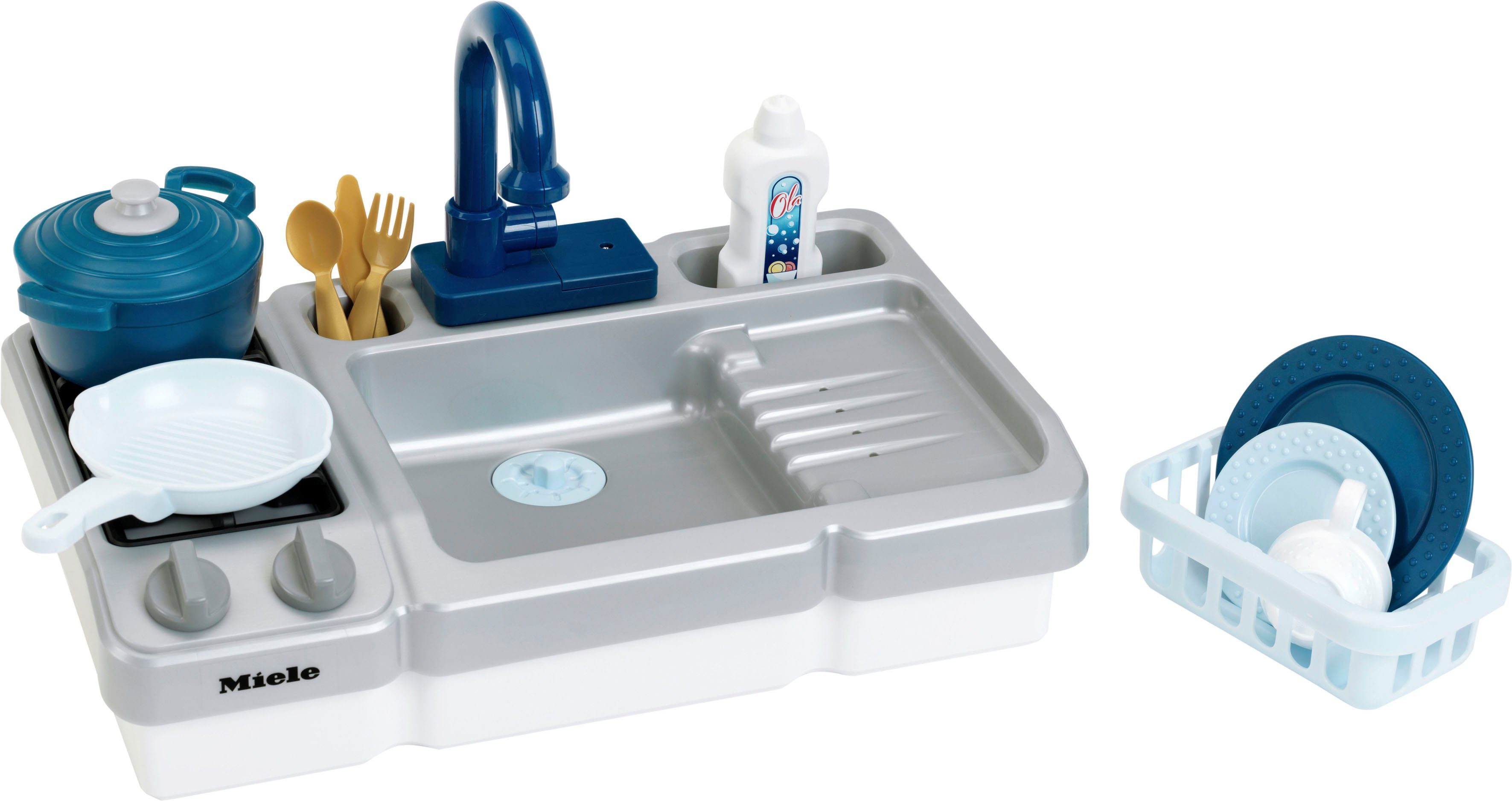 Klein Spielküche Miele - Spüle mit Wasserfunktion und Kochfeld Kunststoff, günstig online kaufen