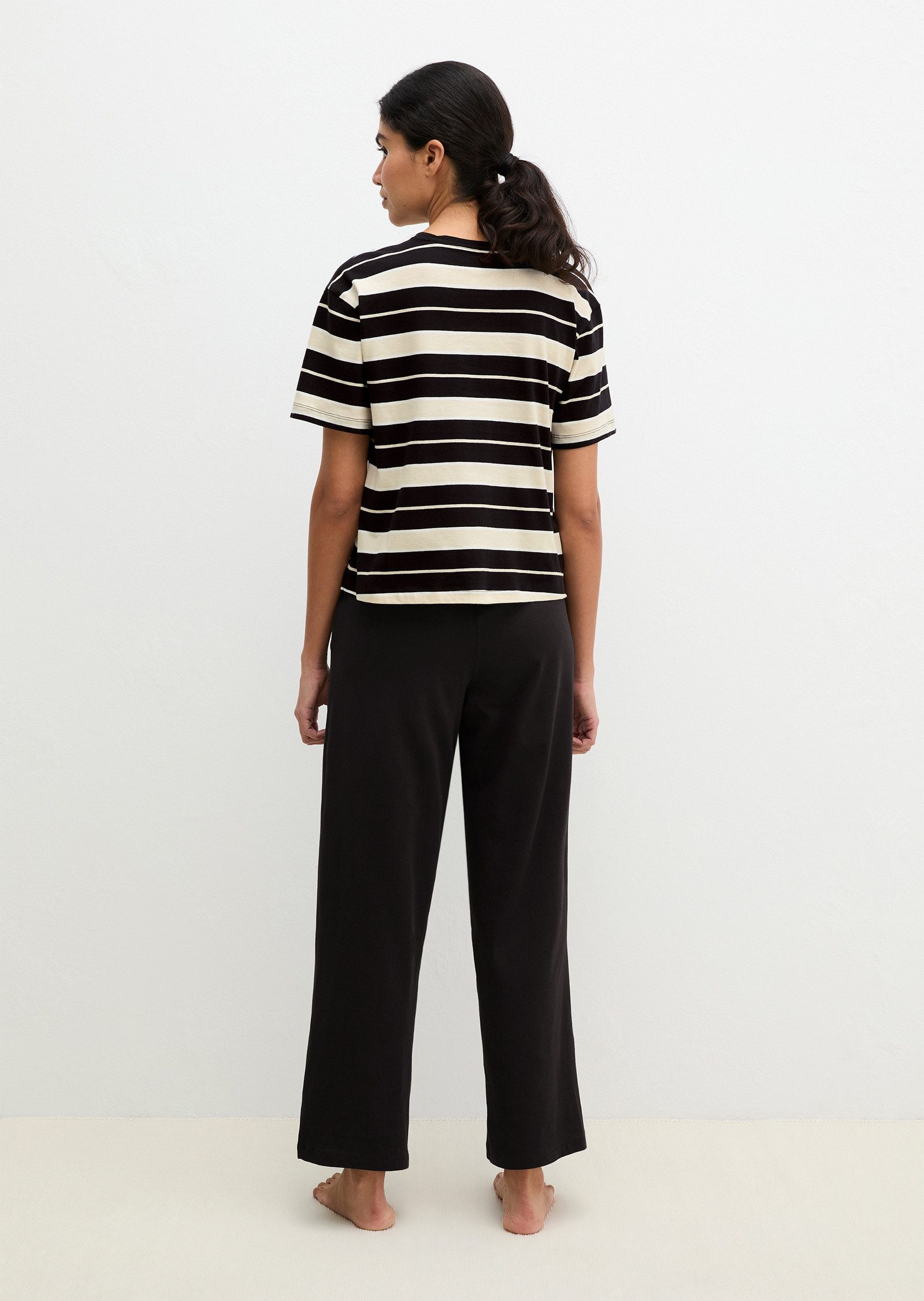 Marc O'Polo Pyjama Mix N Match Cotton (2 tlg) mit kurzem Arm, Hose mit Gummizug, Rundhalsausschnitt