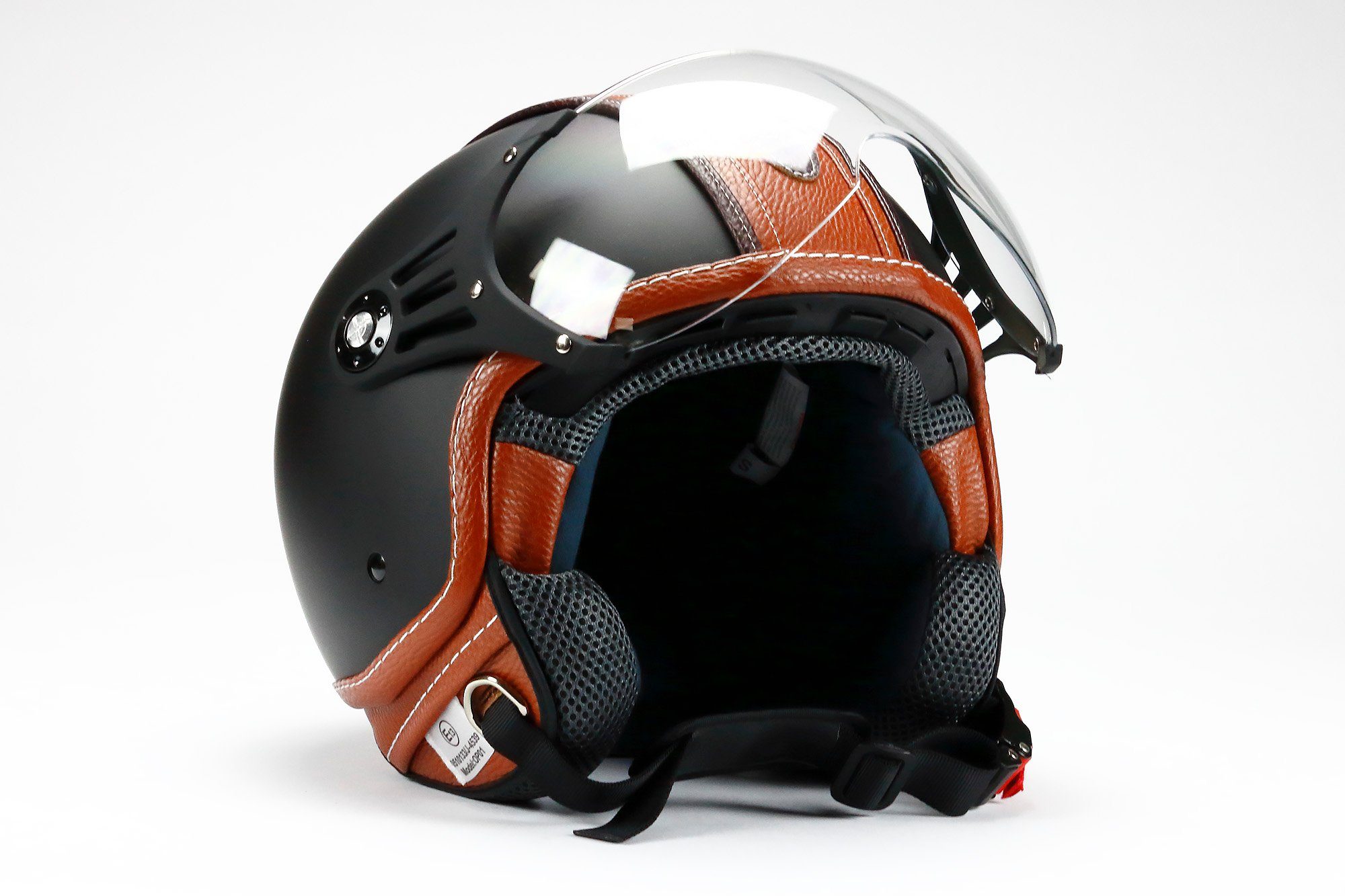 BNO Motorradhelm BNO Motorradhelm, Jethelm, Pilotenhelm, PL 26, Matt-Schwarz-Braun, sehr leicht, volle ECE Prüfung