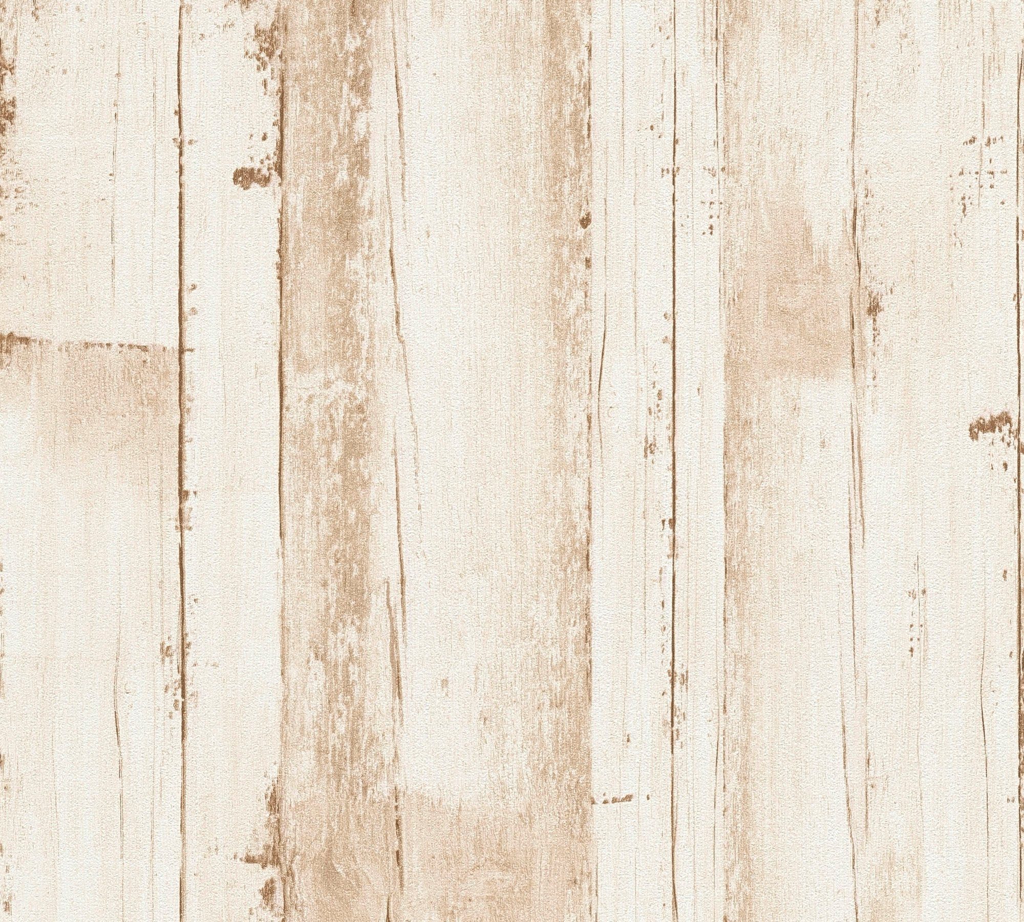 strukturiert, Holztapete, St), matt, A.S. skandinavisch Beige,Weiß PVC-Frei Création Vliestapete leicht nachhaltig (1 Living umweltfreundlich Natural