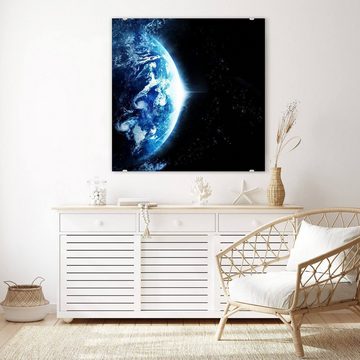 Primedeco Glasbild Wandbild Quadratisch Sturm auf der Erde mit Aufhängung, Weltall