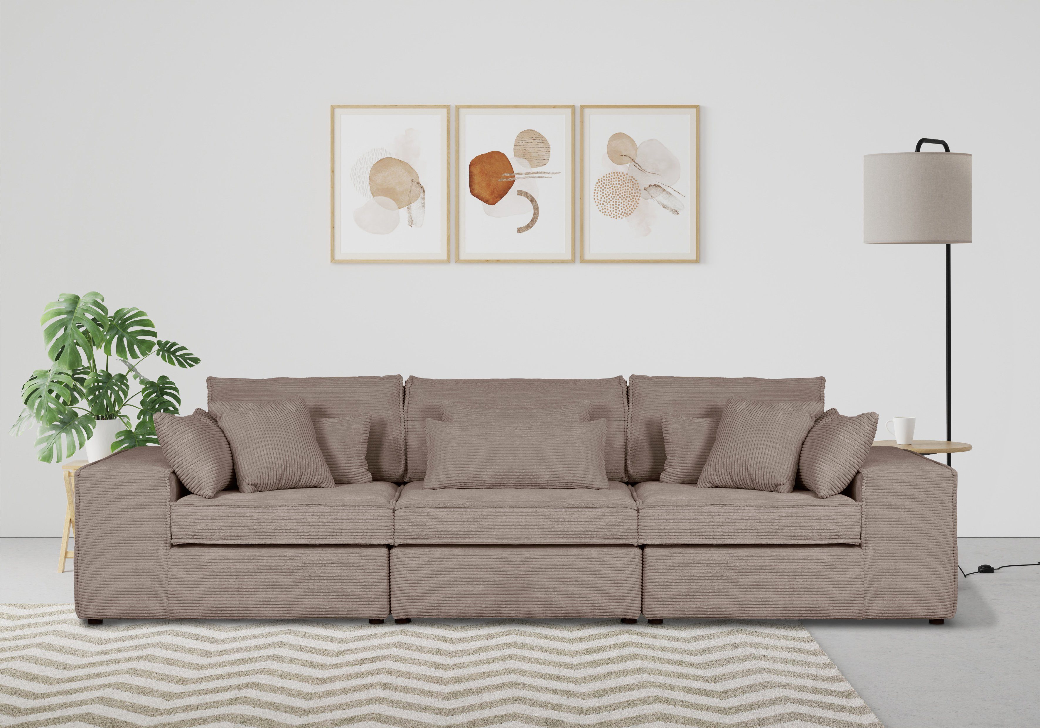 OTTO home 3-Sitzer Florid, 3 Teile, bestehend aus Modulen, viele Bezugsqualitäten, auch in Cord