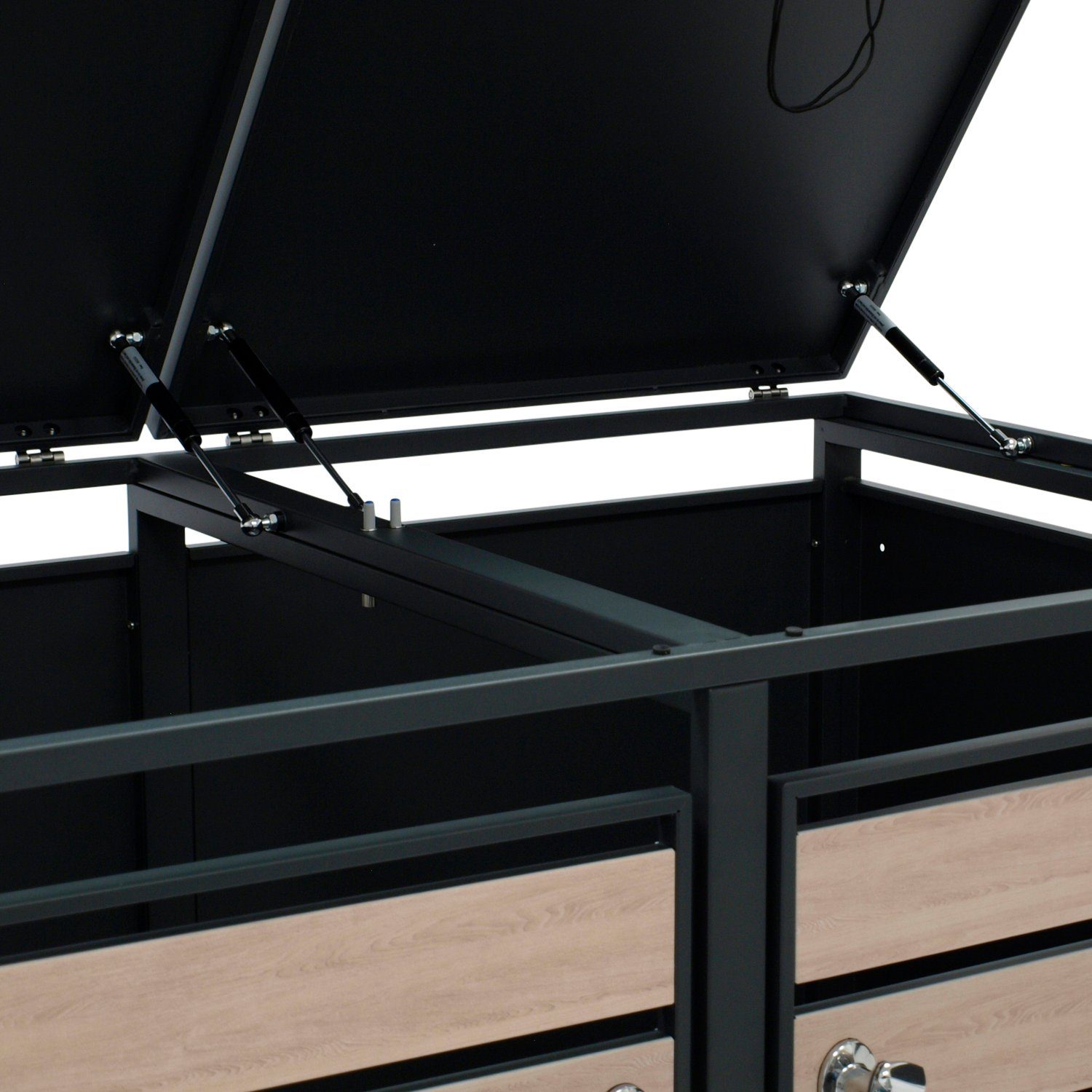 DEGAMO Mülltonnenbox BERLIN (1 St), Stahl grau, Türen in Holzoptik, für 2 Tonnen 120 oder 240 Liter