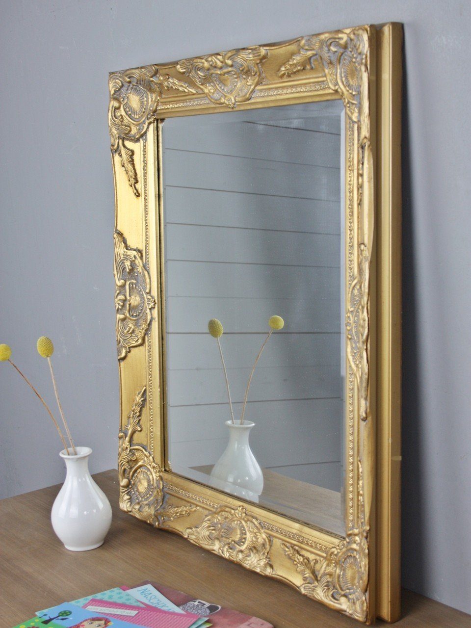 Spiegel: elbmöbel barock Vintage Spiegel Wandspiegel am Gold 62x52x6cm, Wandspiegel 62x52x7