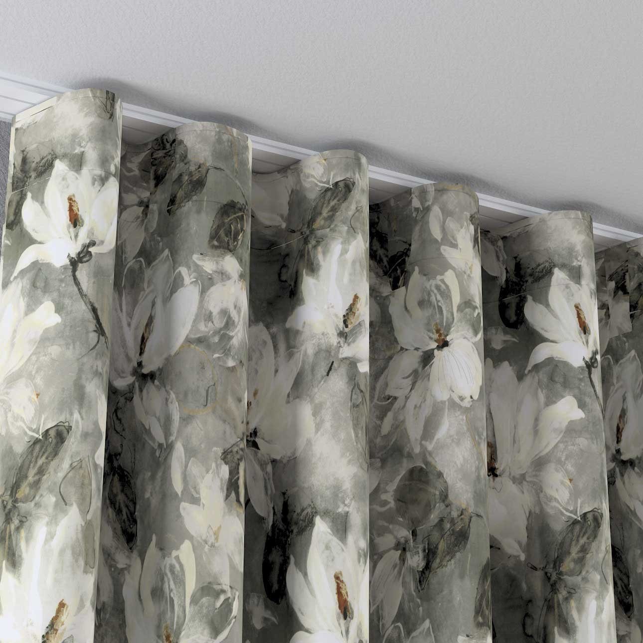 x cm, 65 Dekoria Vorhang Wellenvorhang Velvet, 100 grau-weiß