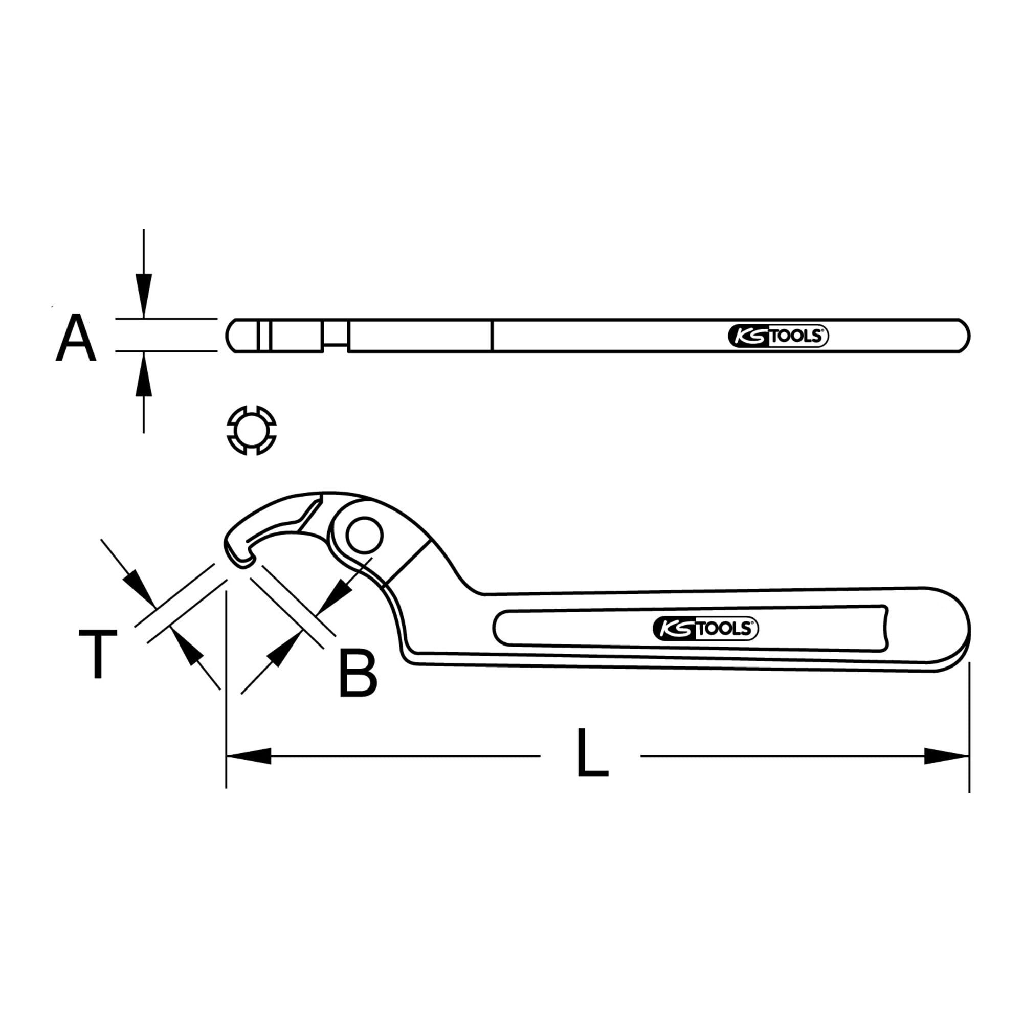 KS Tools Maulschlüssel KS Tools BRONZEplus Gelenk-Hakenschlüssel Ø 50-120 mm