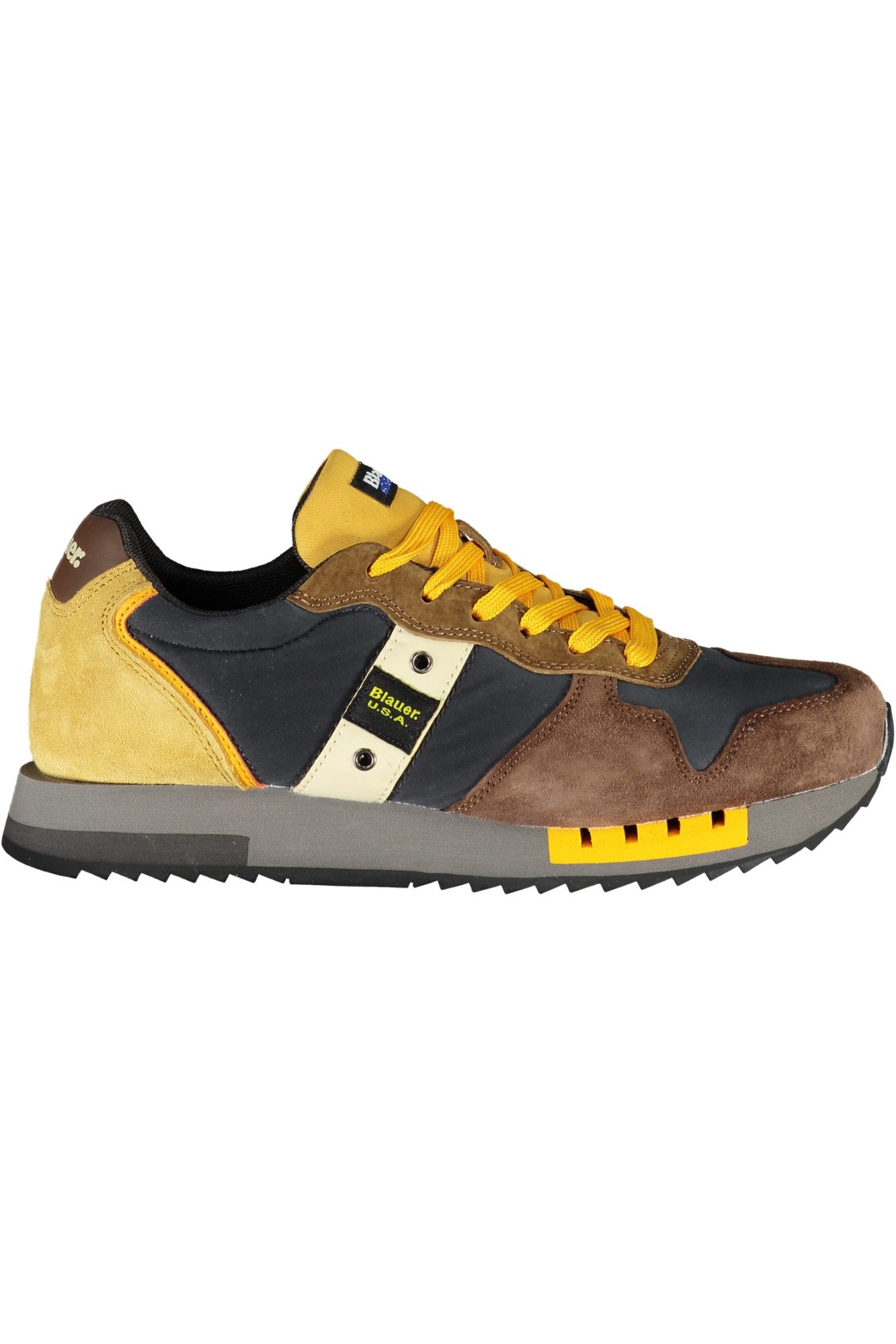 Blauer Sneaker Brauner Herrensportschuh mit Kontrastdetails und
