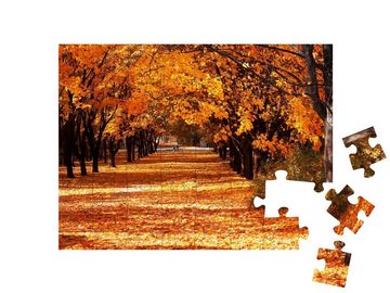 puzzleYOU Puzzle Parkallee mit bunten Herbstbäumen, 48 Puzzleteile, puzzleYOU-Kollektionen Landschaft