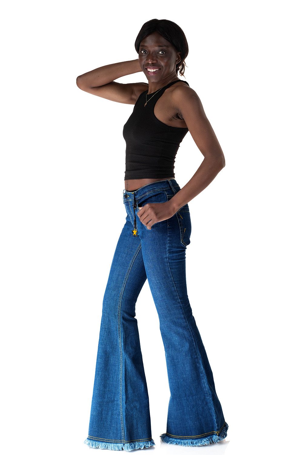Comycom Schlagjeans Damen STAR EASY FRINGS mit Fransen