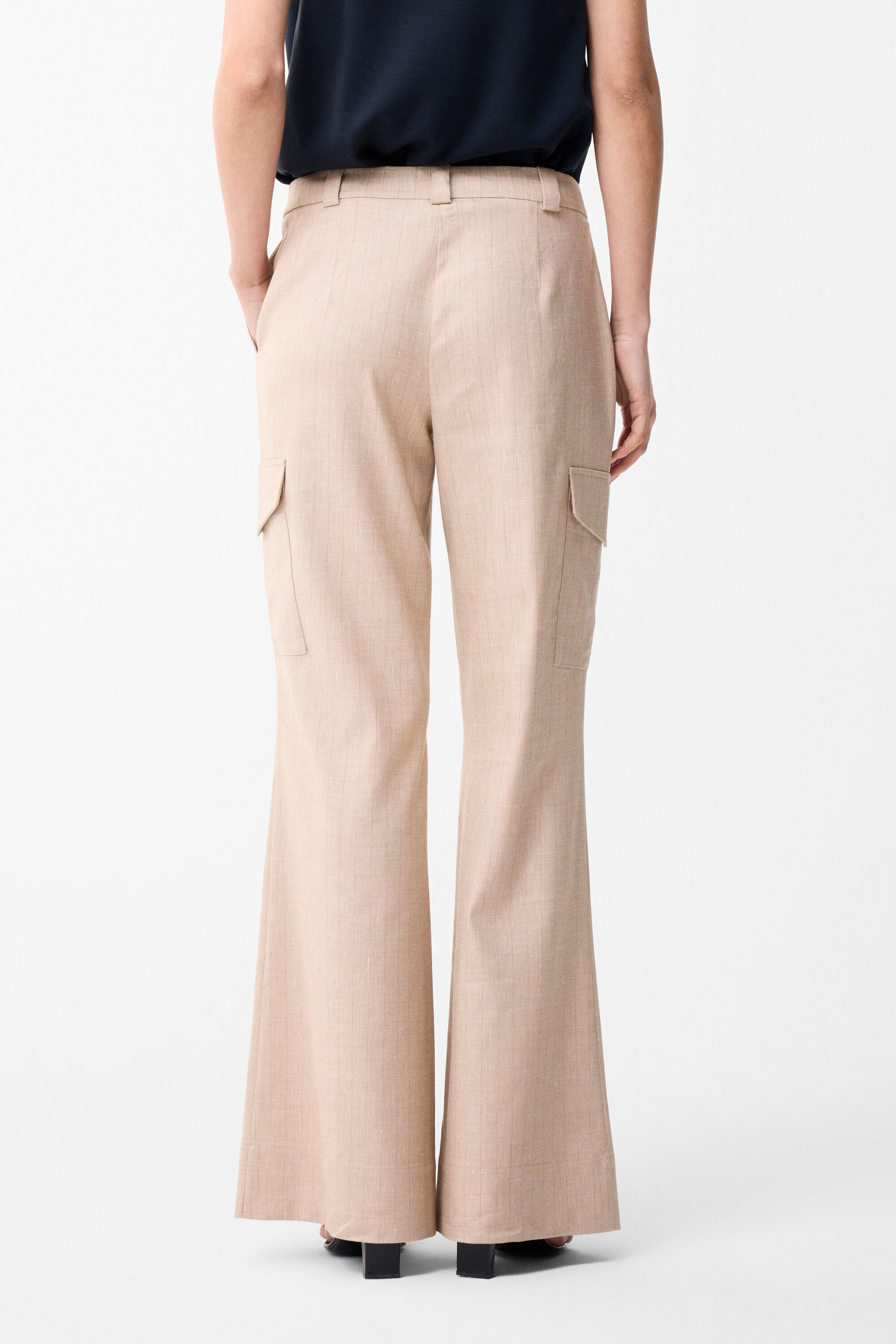 adL Cargohose Gestreifte High-Waist-Cargohose mit weitem Bein