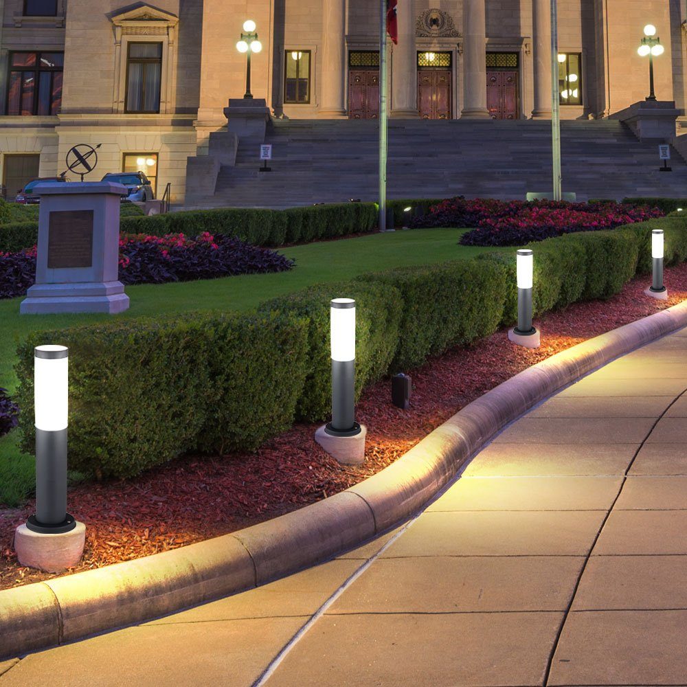Leuchtmittel Sockelleuchte LED inklusive, Warmweiß, Garten Edelstahl Außenleuchte Außen-Stehlampe, Stehlampe Anthrazit etc-shop