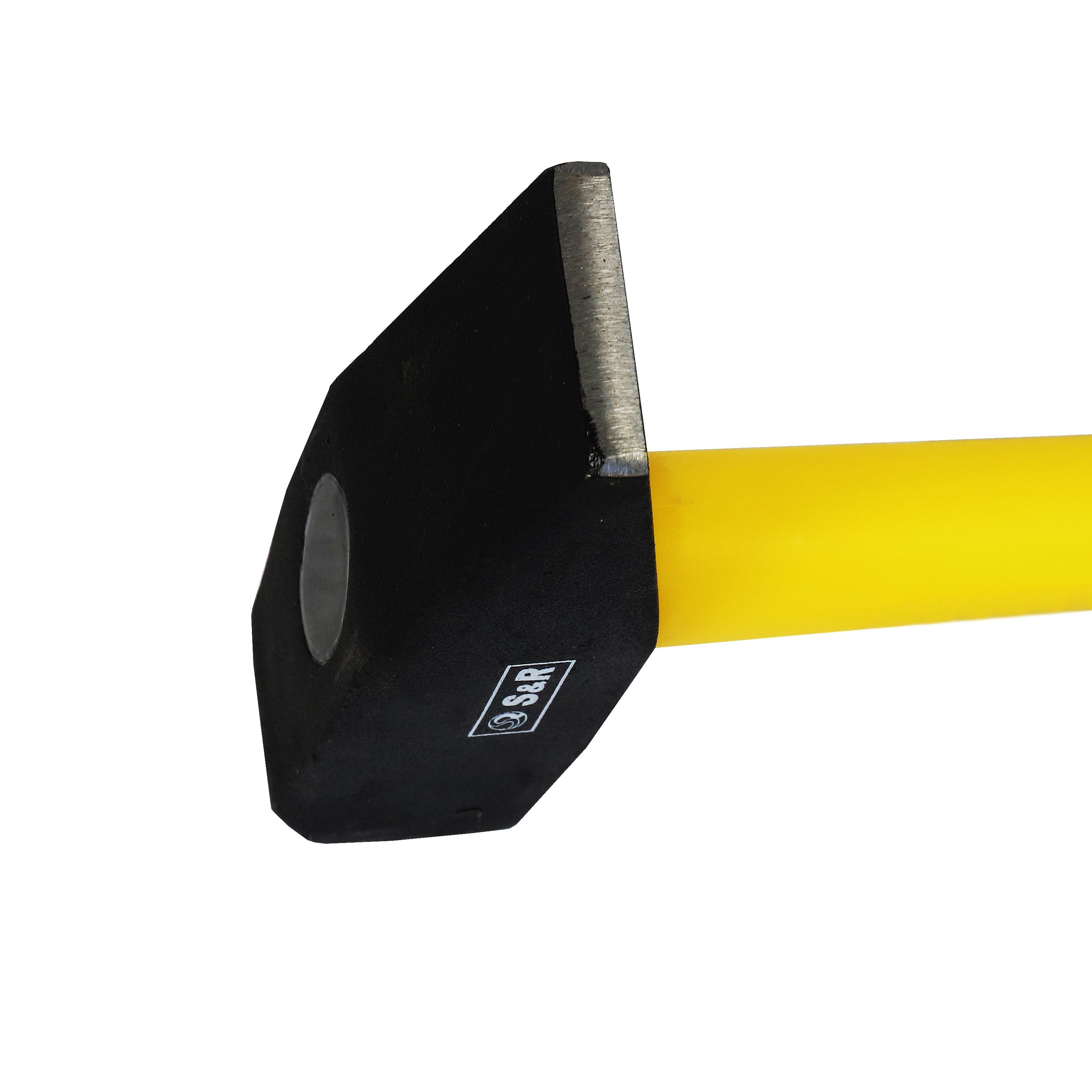 S&R Hammer Schlosserhammer 1000 g Kopf, doppelt geschweifter rutschfester Stiel (1-St), aus robustem Fiberglas, stoßdämpfend und handschonend