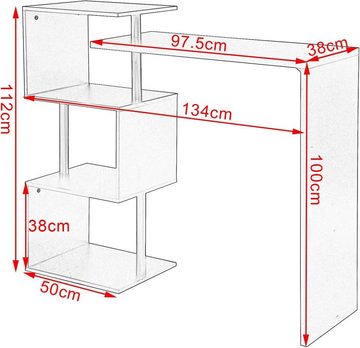 Woltu Bartisch (1-St), Stehtisch mit 3 Ablageflächen, aus Metall & MDF