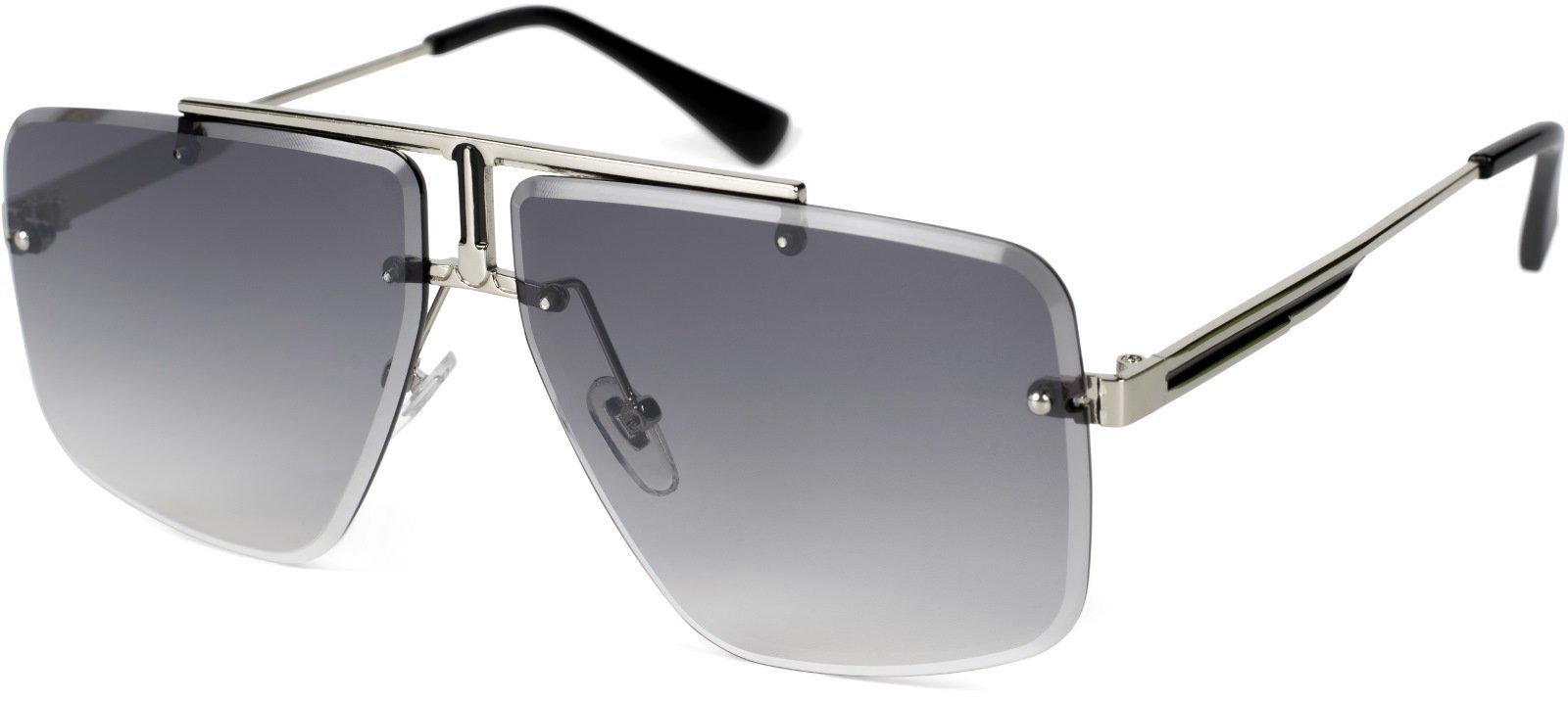 styleBREAKER Sonnenbrille (1-St) Getönt Gestell Silber / Glas Grau Verlauf
