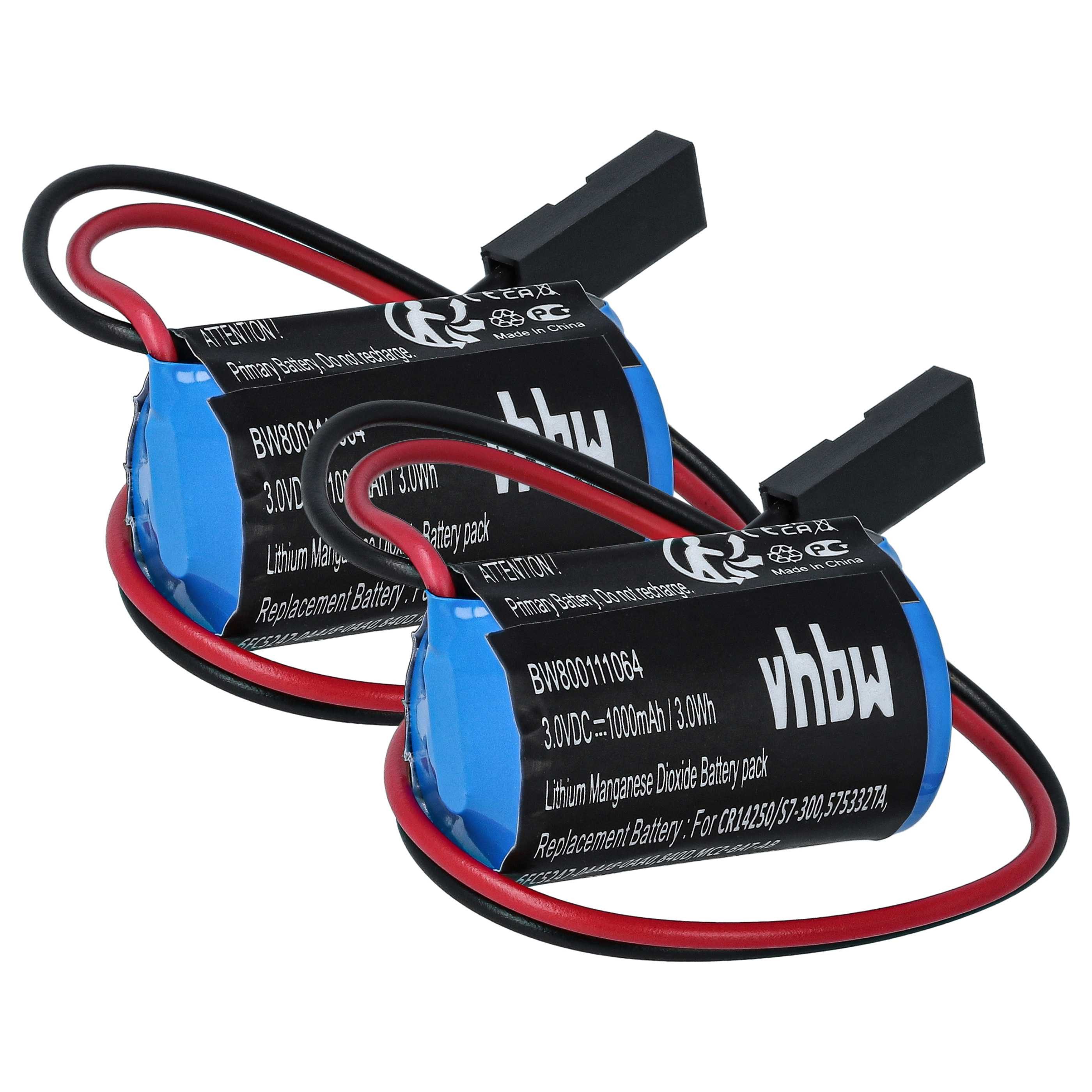 vhbw Batterie Ersatz für Siemens 6FC5247-0AA18-0AA0, 6ES7-9711AA00-0AA0, Akku Batterie Li-MnO2 900 mAh (3 V, 2 St), Leistungsfähige Ersatz-Batterie für Industrie Controller