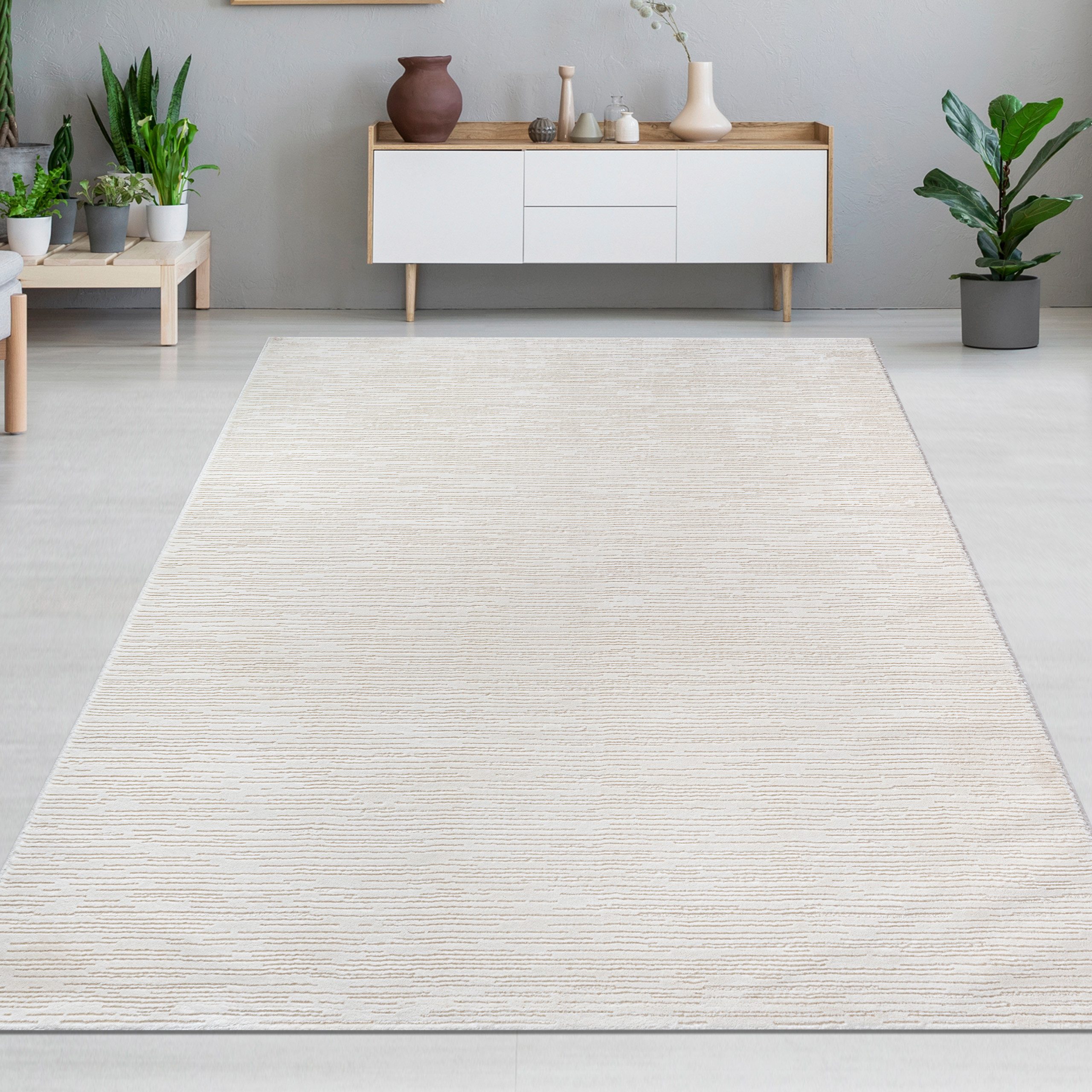 Carpetia Teppich Recycling Hoch-Tief-Design, rechteckig, Höhe: 12 mm, pflegeleicht, Saugroboter-geeignet, für Fußbodenheizung geeignet